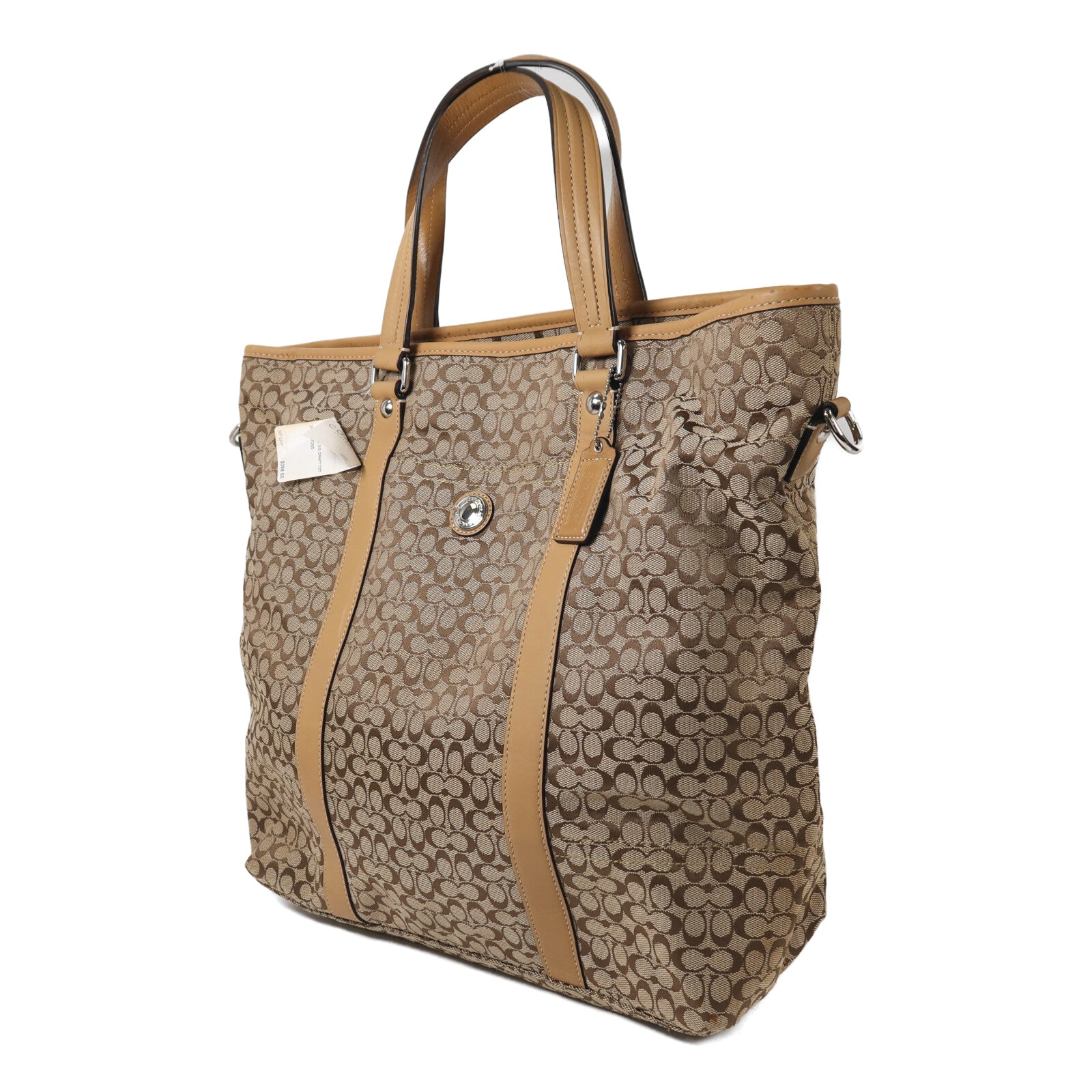 COACH 帆布Shoulder Bag銀扣手挽肩背兩用袋