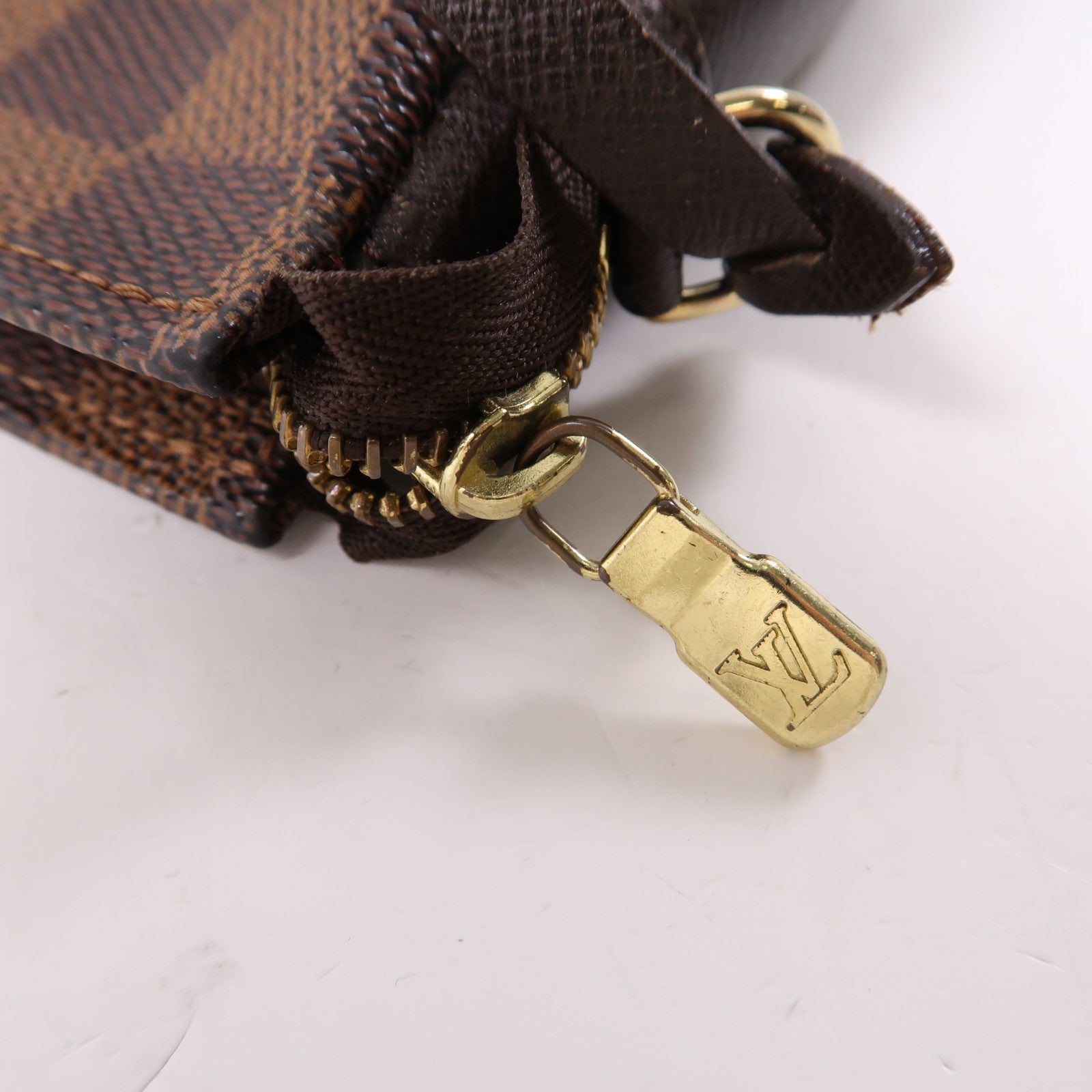LOUIS VUITTON Damier Trousse Makeup Pouch金扣手挽袋啡色