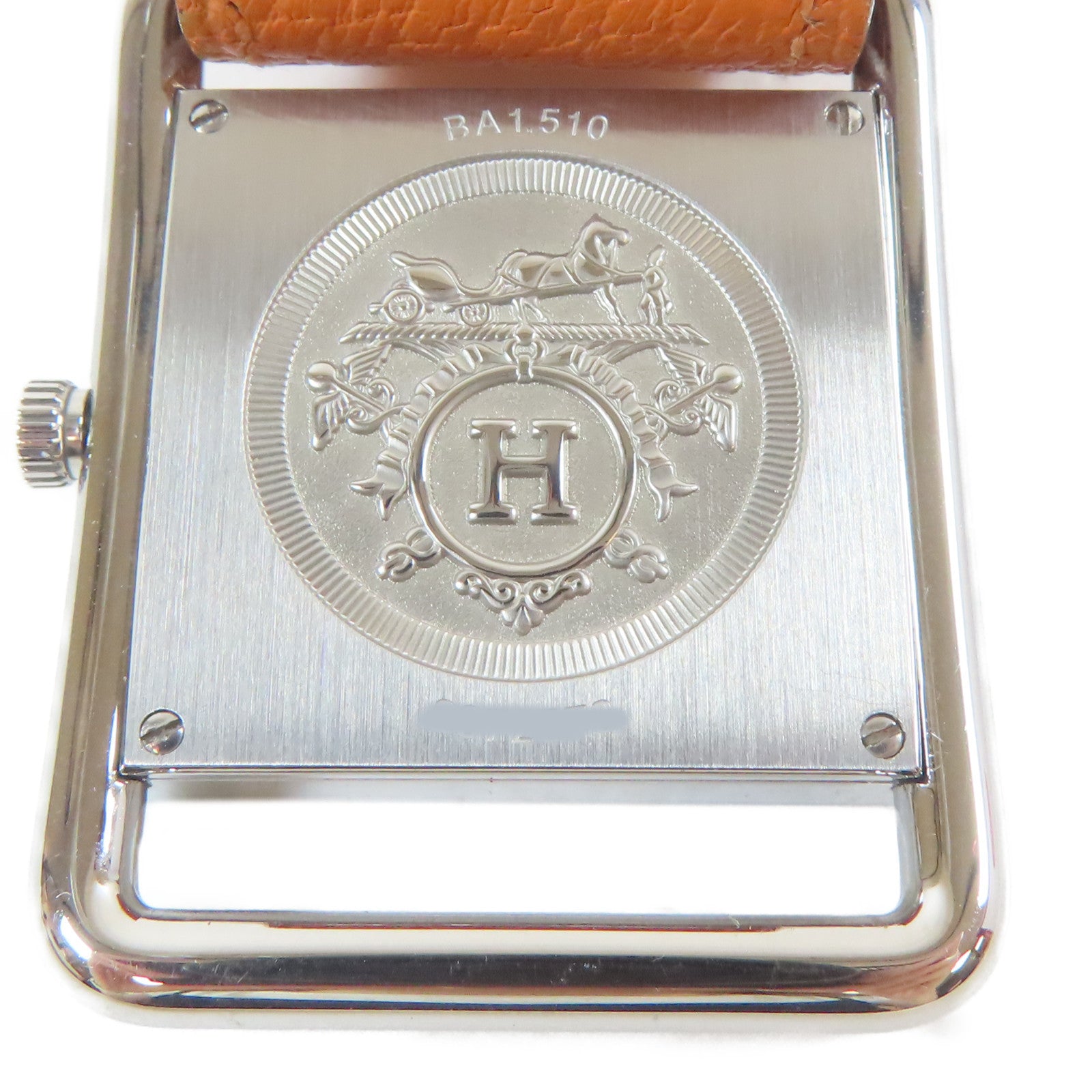 HERMES Watch不鏽鋼/皮革手錶石英機芯白色#15.25cm