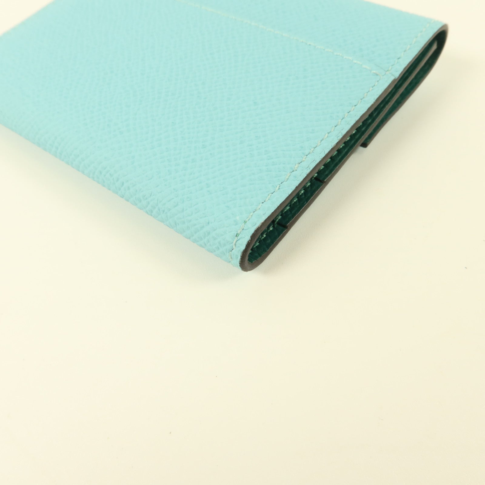 HERMES Epsom皮革Clic 12 Card Holder卡片套Bleu Atoll/Malachite