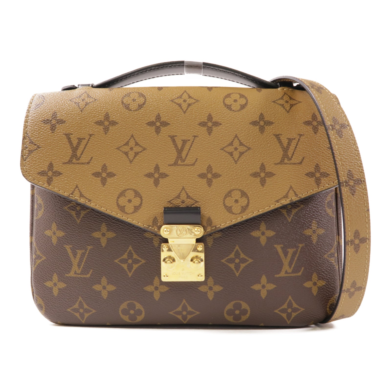 LOUIS VUITTON Monogram Reverse Pochette Metis金扣手挽肩背兩用袋棕色