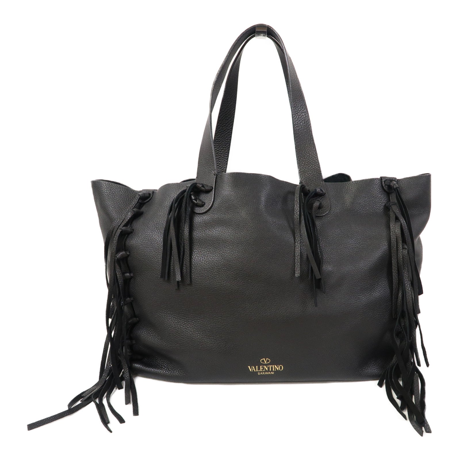 Valentino 【激減優惠】牛皮皮革Tote Bag金扣手挽袋黑色