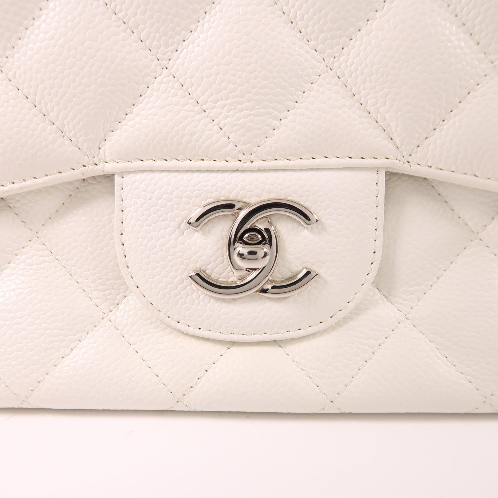 CHANEL 牛皮皮革Large Classic銀扣鏈帶肩背袋