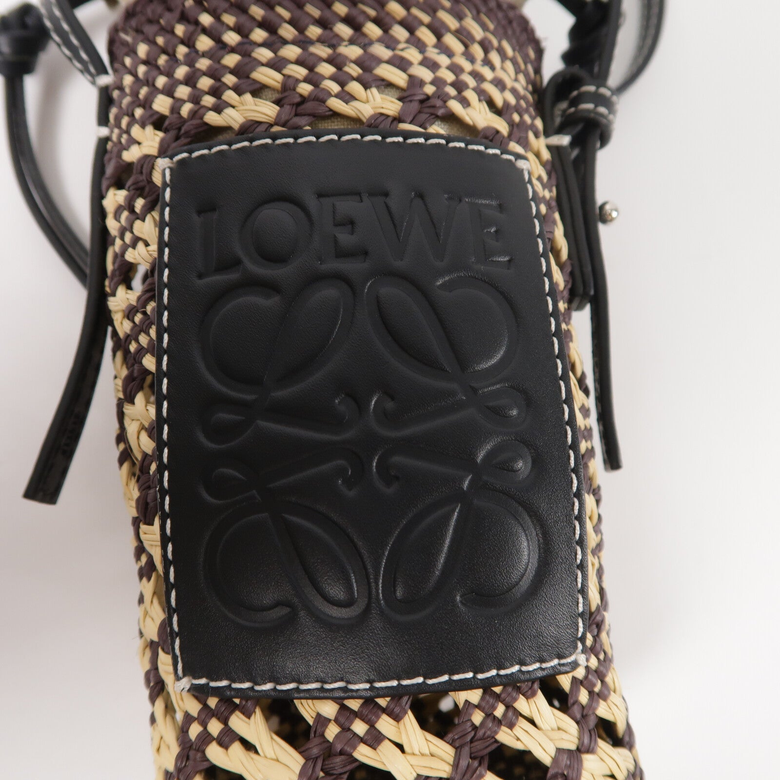 LOEWE Raffia/牛皮皮革Cylinder Pocket肩背袋