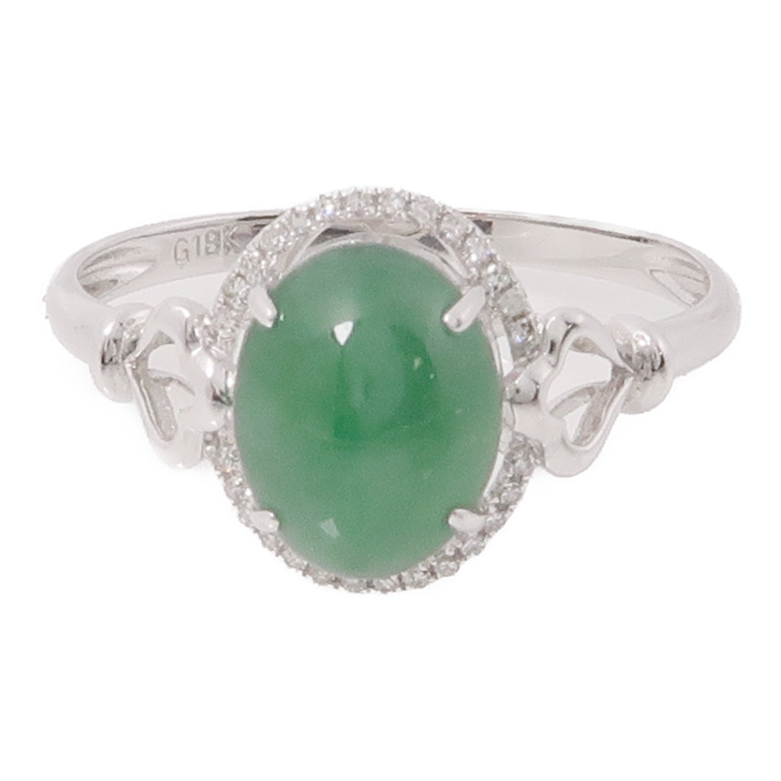 JEWELRY 18K白金Jade/Diamond Ring翡翠/鑽石戒指US#6.75