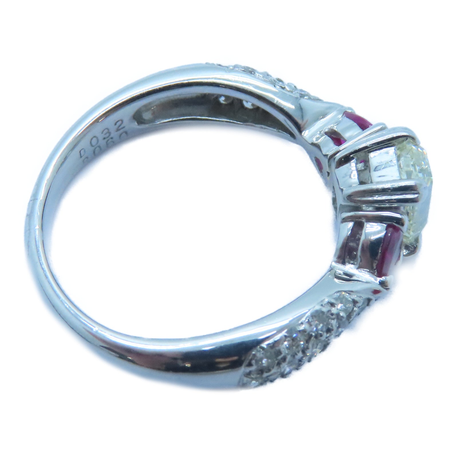 JEWELRY PT900鉑金Ruby Diamond Ring 0.60ct紅寶石/1.043ct鑽石戒指US#6.75