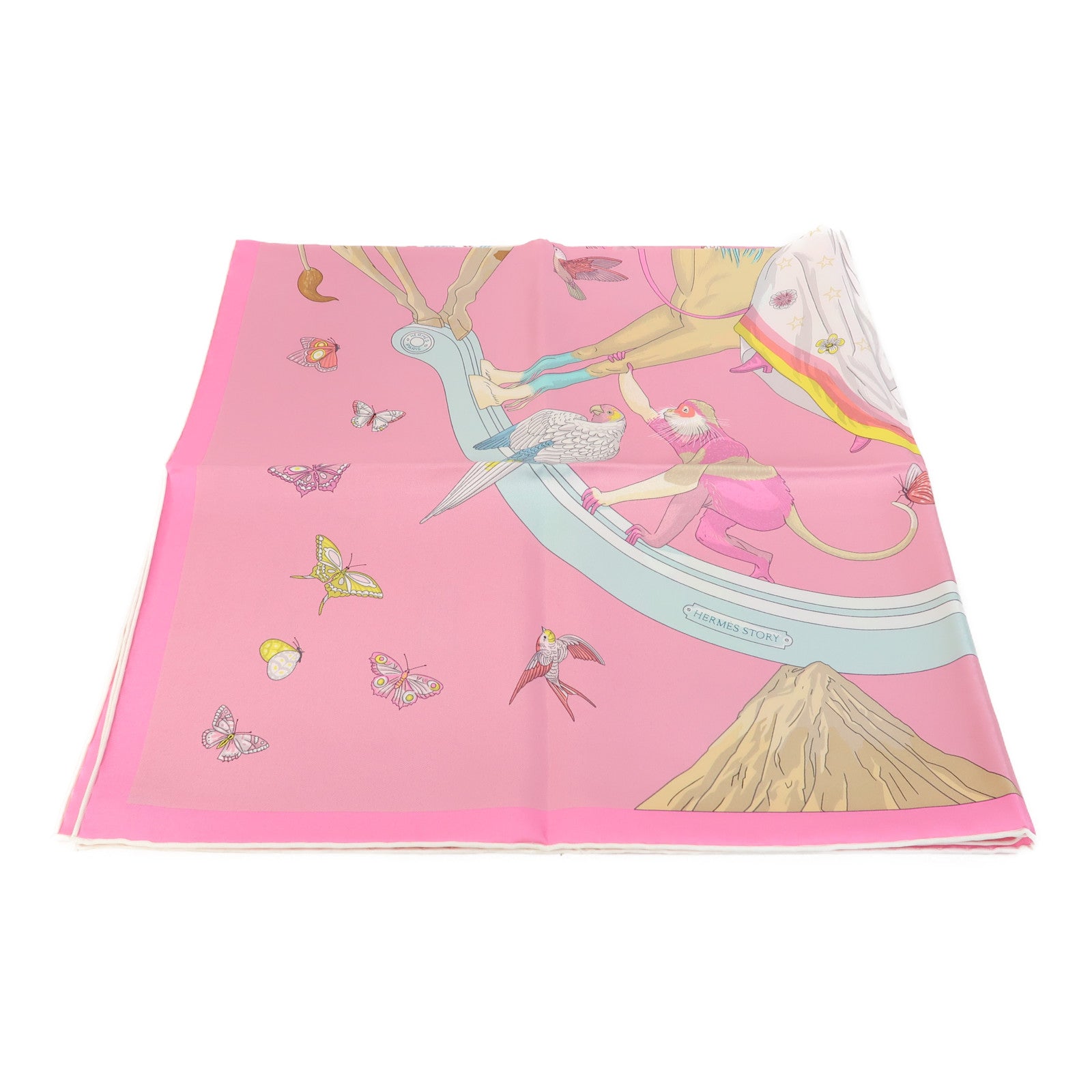 HERMES 絲質Scarf 90X90絲巾粉紅色