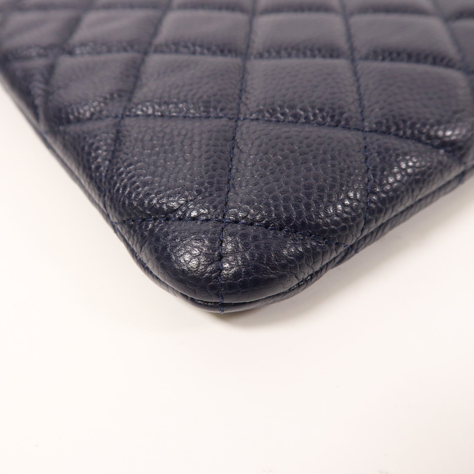 CHANEL CC GHW Pouch Calfskin Leather Navy