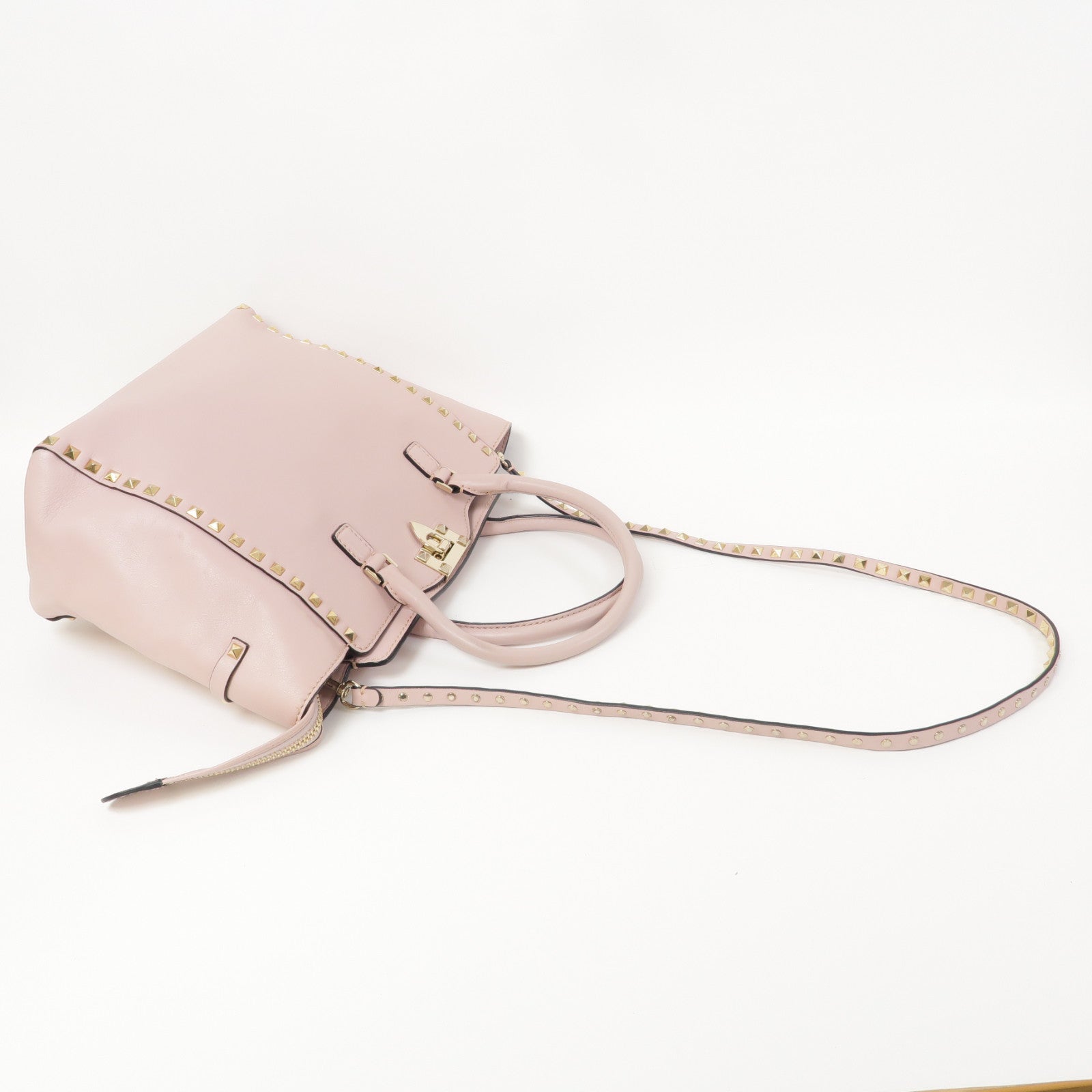 Valentino (PRICE DOWN) GHW 2 Way Shoulder Bag Calfskin Leather Pink