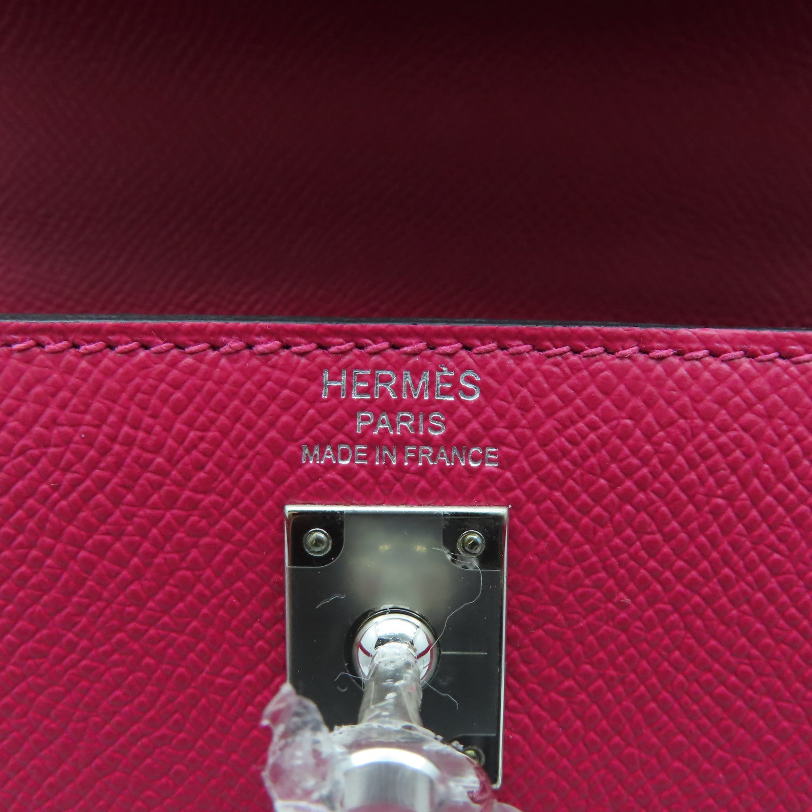 HERMES 【激減優惠】Epsom皮革Kelly 25銀扣手挽肩背兩用袋粉紅色