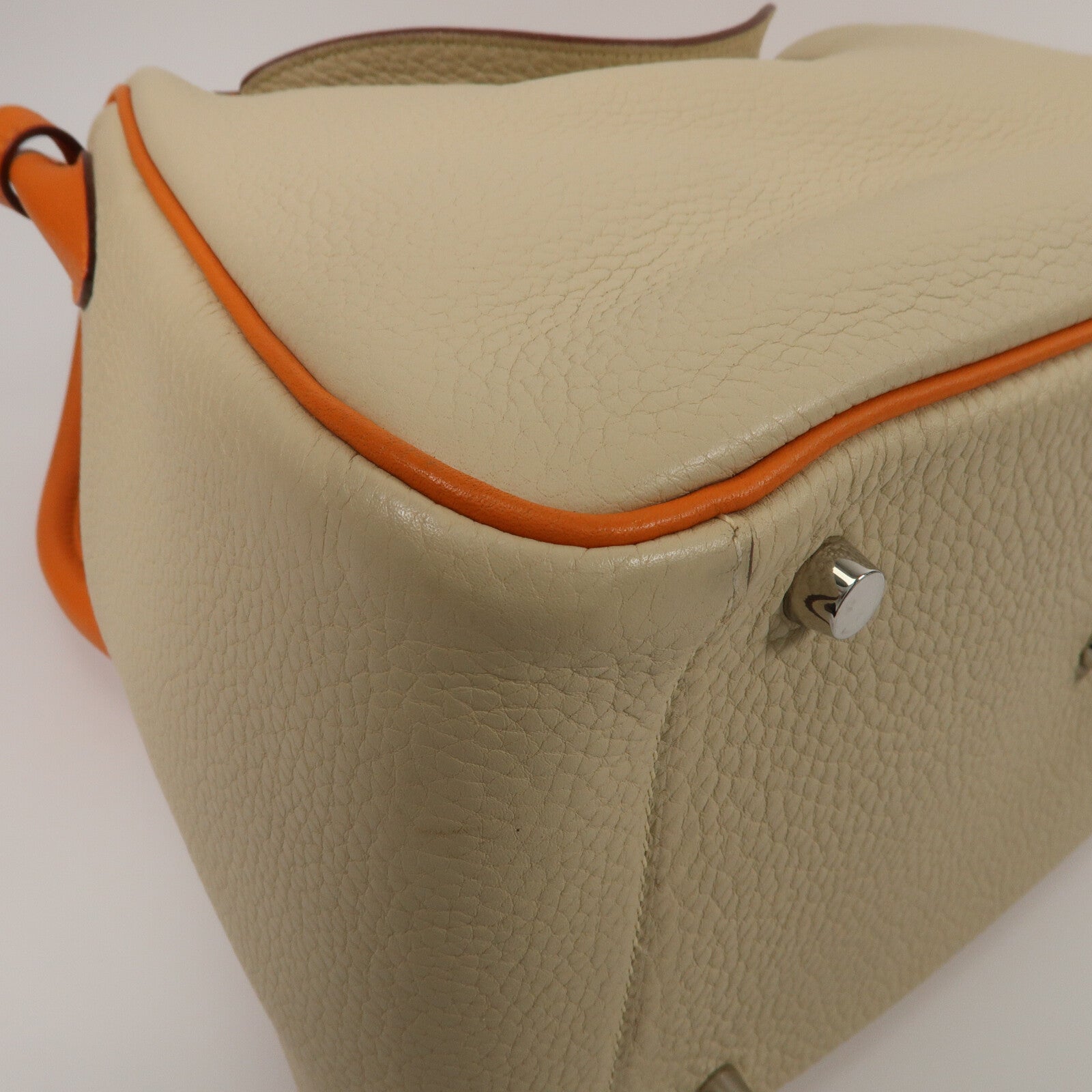 HERMES Clemence皮革Lindy 30手挽肩背兩用袋Parchemin/Orange
