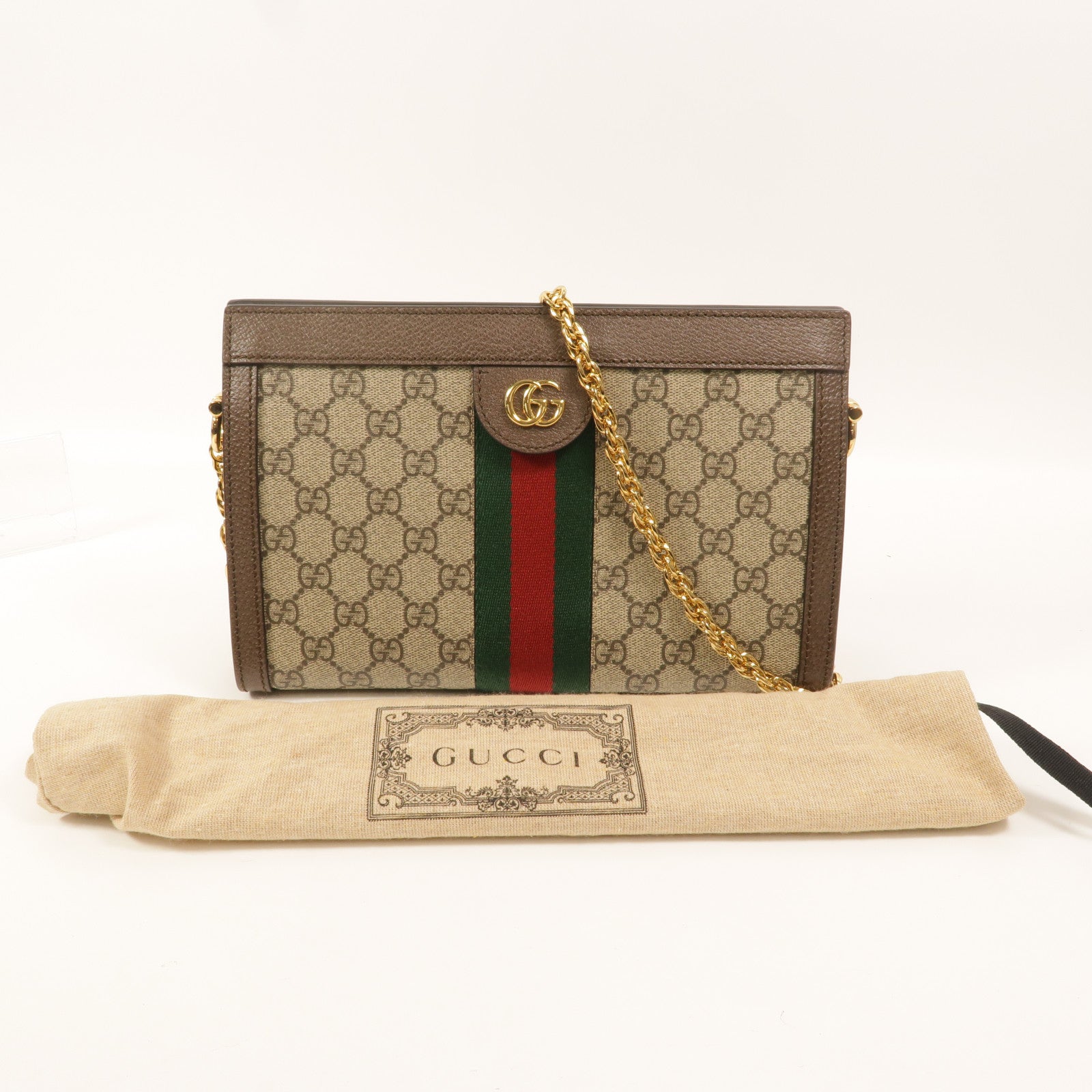 GUCCI 塗層帆布Ophidia GG Small鏈帶肩背袋