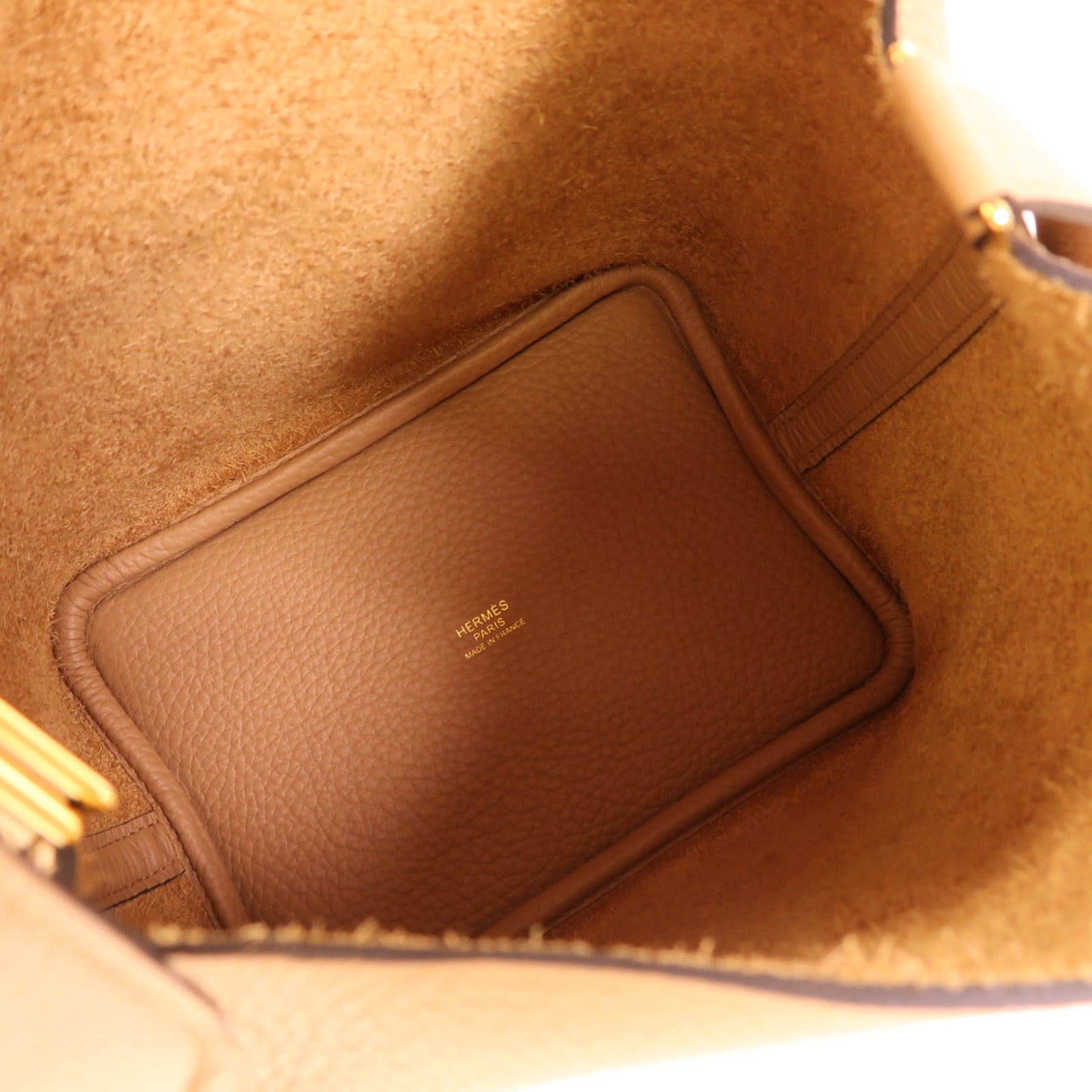 HERMES Clemence皮革Picotin PM金扣手挽袋Chai
