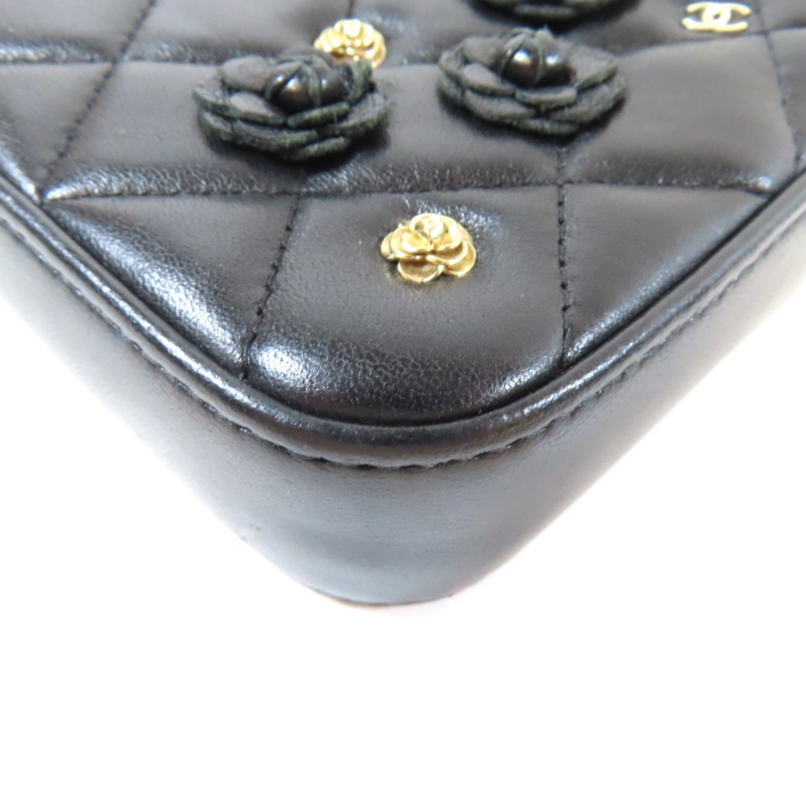 CHANEL 菱格羊皮皮革Matelasse Chain Shoulder Bag金扣鏈帶肩背袋黑色