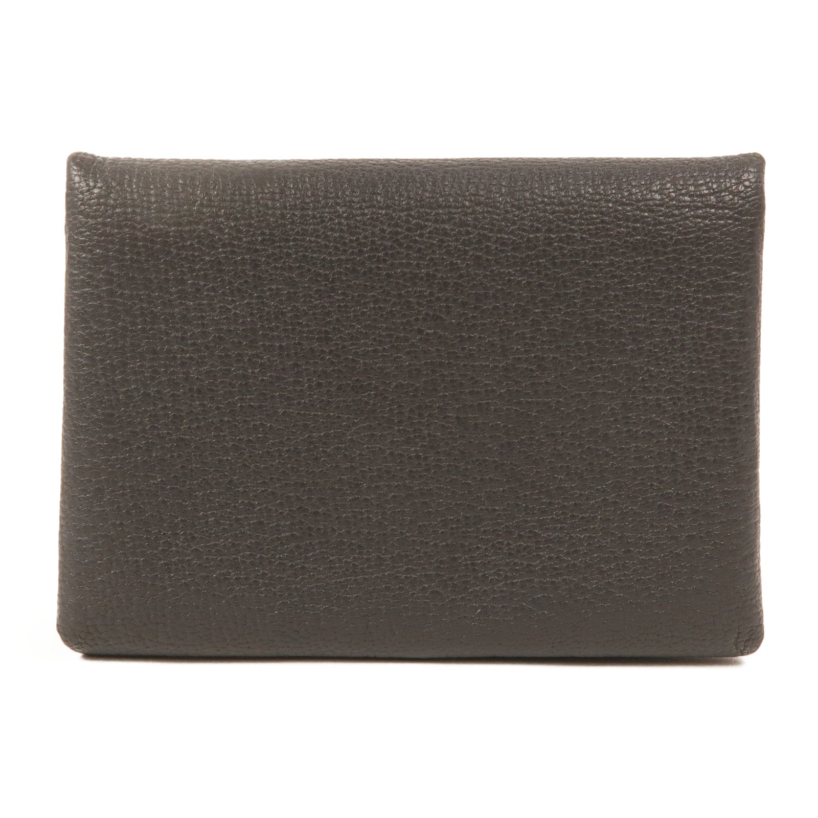 HERMES Chevre皮革Calvi Duo卡片套Graphite/Bleu Hydra
