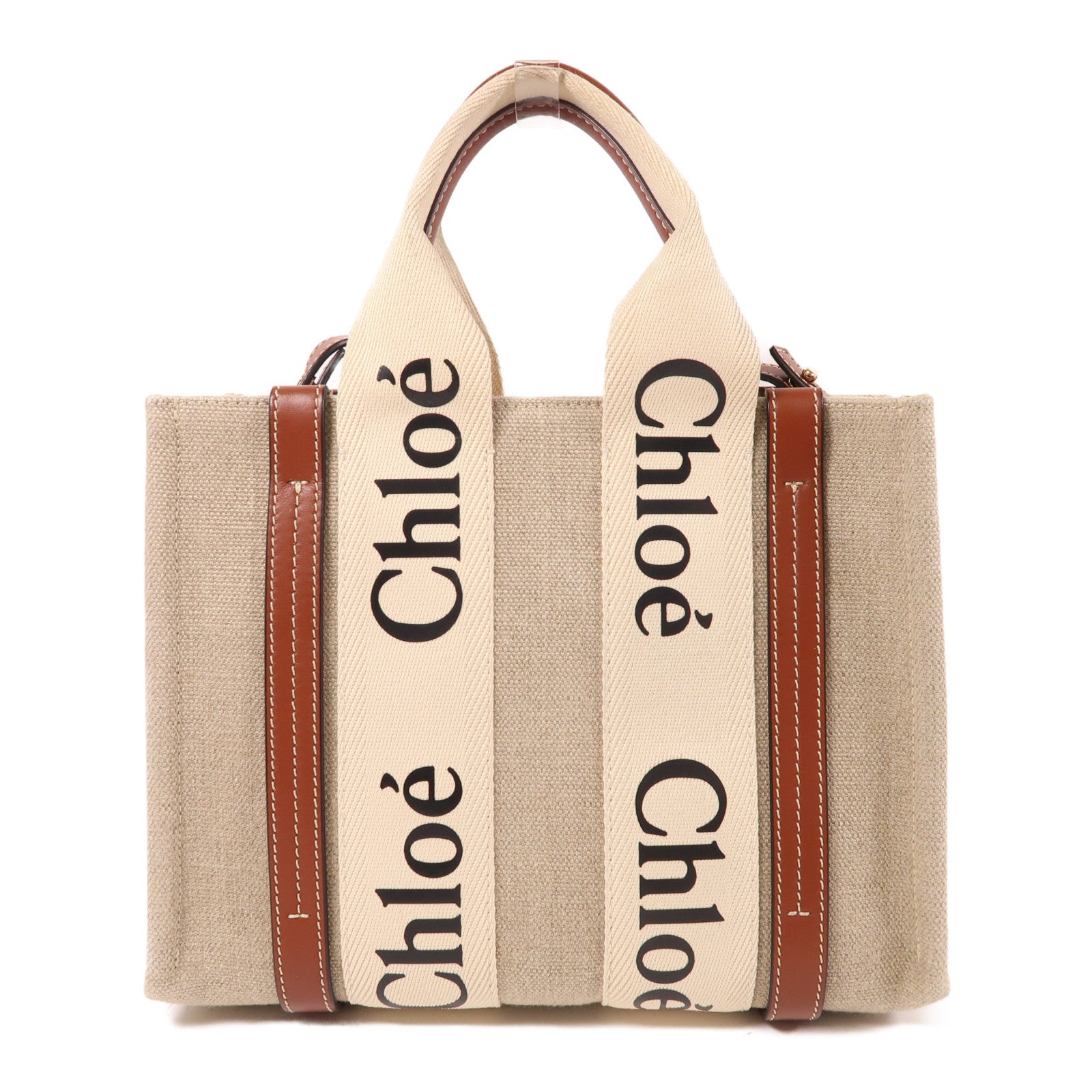 Chloe 帆布Shoulder Bag金扣肩背袋米色