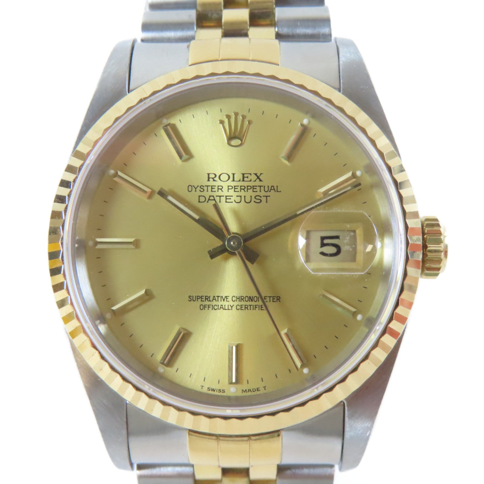 ROLEX Datejust不鏽鋼/18K黃金手錶自動機芯金色