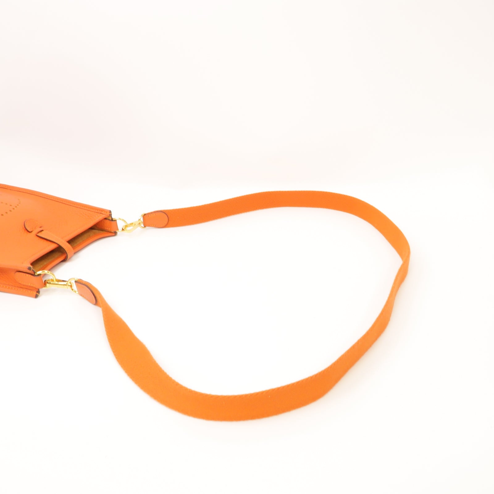HERMES 【激減優惠】Clemence皮革Evelyne TPM Shoulder Bag金扣肩背袋火焰橘