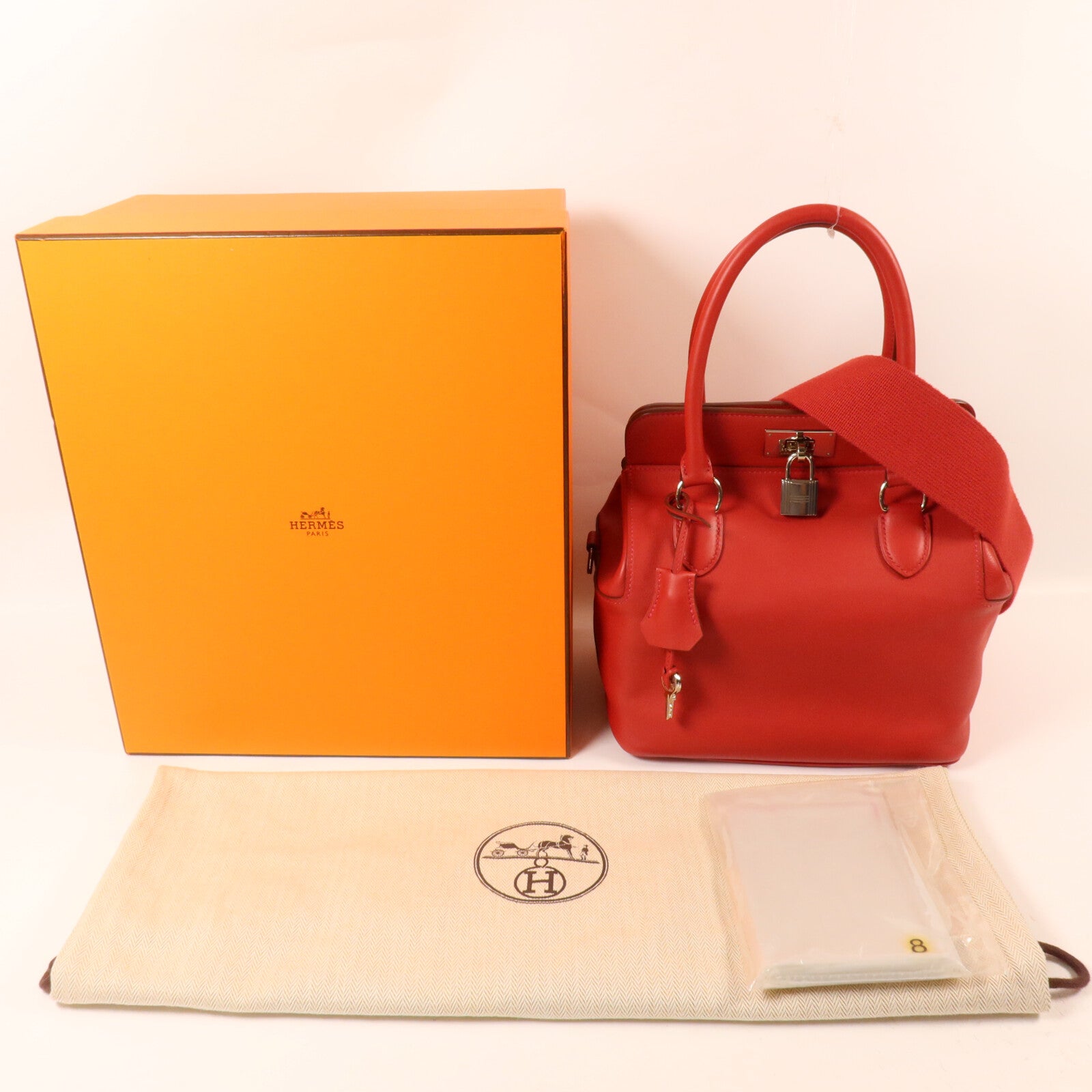 HERMES Swift皮革Tool Box 20手挽肩背兩用袋Vermillon