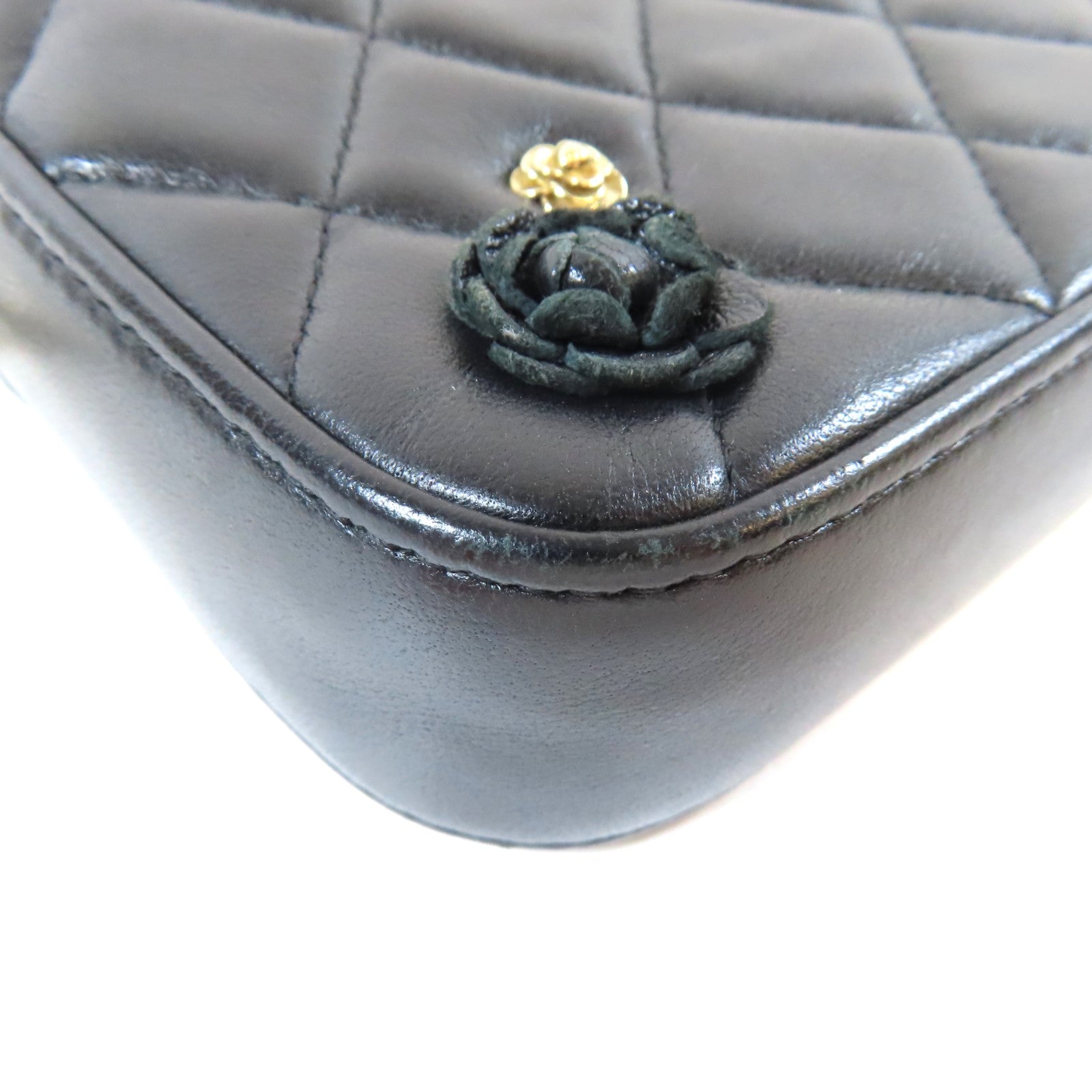 CHANEL 菱格羊皮皮革Matelasse Chain Shoulder Bag金扣鏈帶肩背袋黑色
