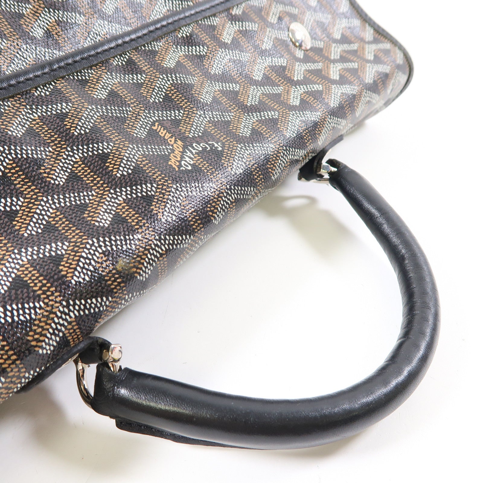 GOYARD 塗層帆布St. Lucie銀扣手挽袋黑色
