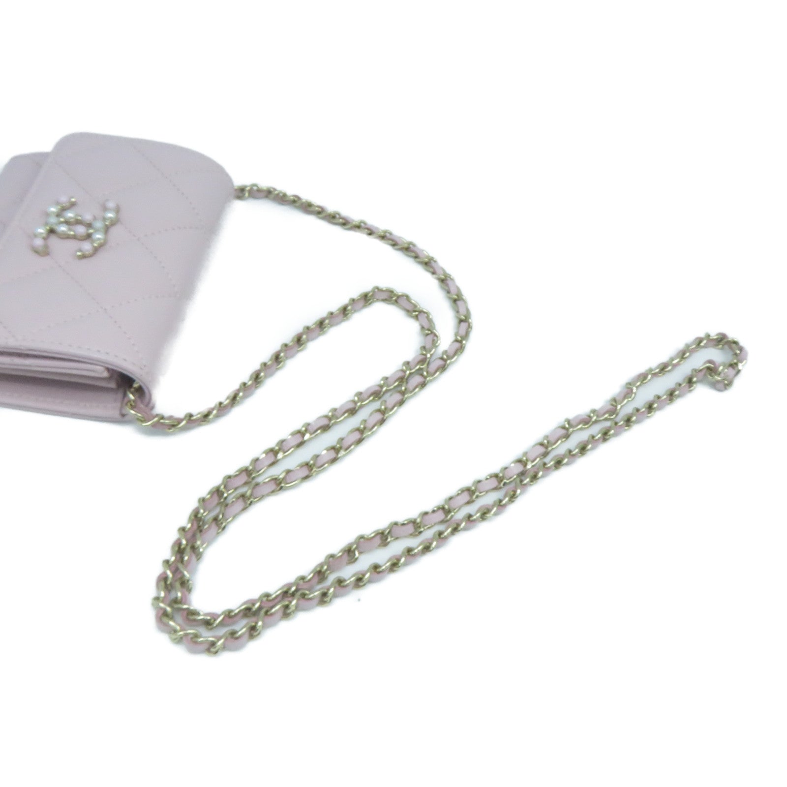CHANEL 【激減優惠】菱格Caviar皮革Chain Shoulder金扣鏈帶肩背袋粉紅色