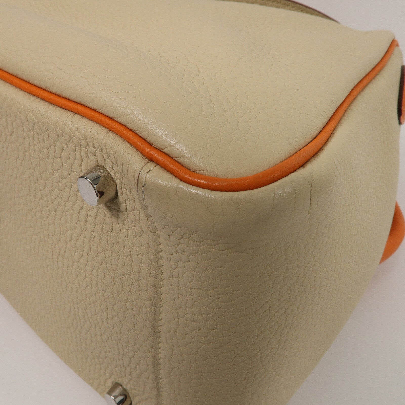 HERMES Clemence皮革Lindy 30手挽肩背兩用袋Parchemin/Orange