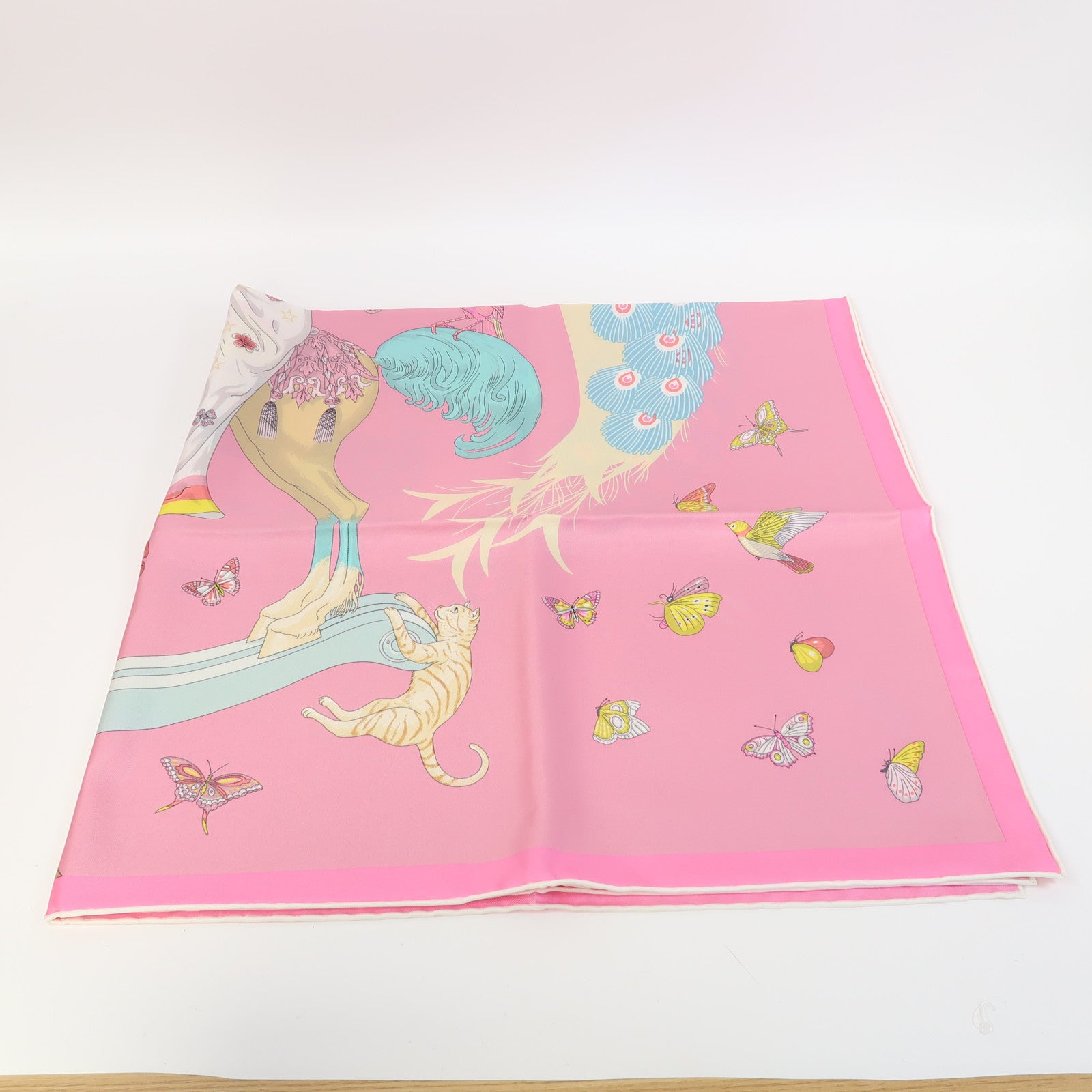 HERMES 絲質Scarf 90X90絲巾粉紅色