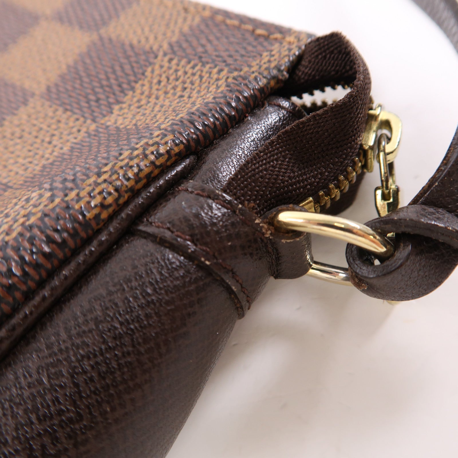LOUIS VUITTON Damier Trousse Makeup Pouch金扣手挽袋啡色