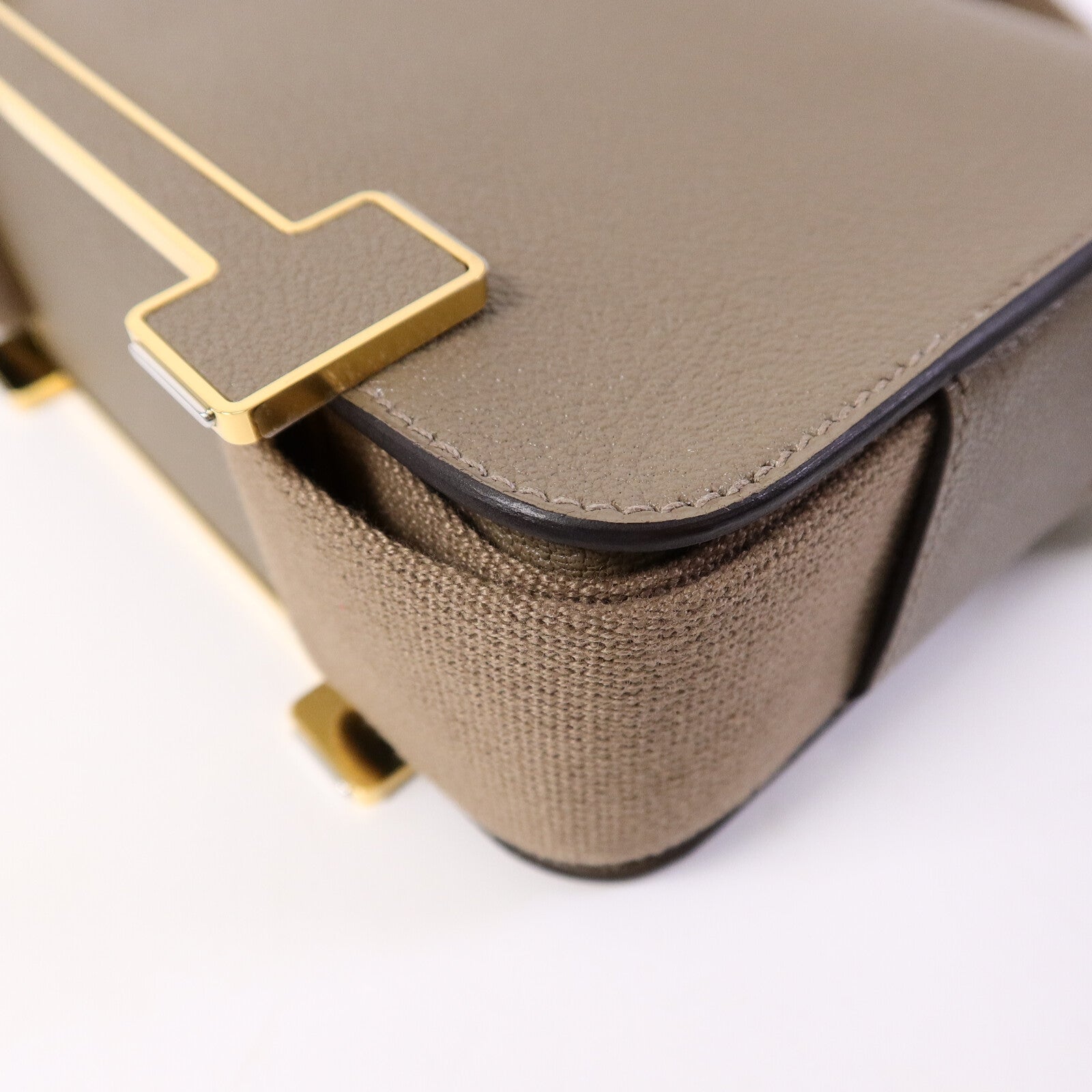 HERMES Chevre皮革Geta肩背袋Etoupe