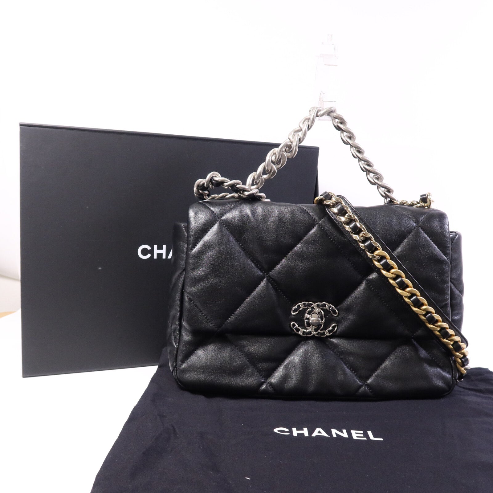 CHANEL 【激減優惠】羊皮皮革C19 Medium鏈帶肩背袋