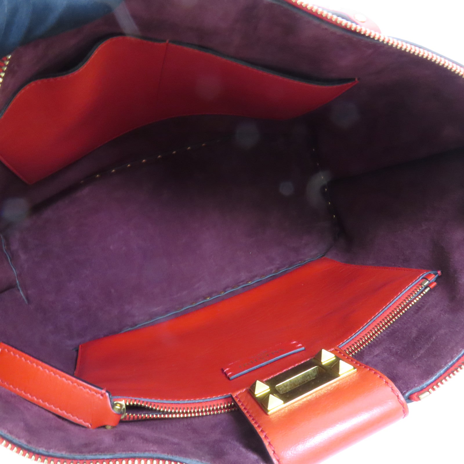 Valentino 牛皮皮革Shoulder Bag金扣手挽肩背兩用袋