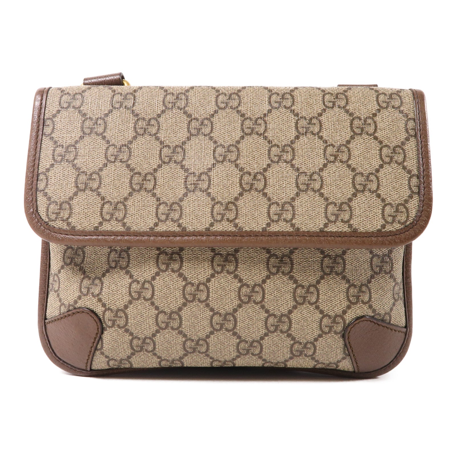 GUCCI 塗層帆布Messenger Bag金扣肩背袋啡色