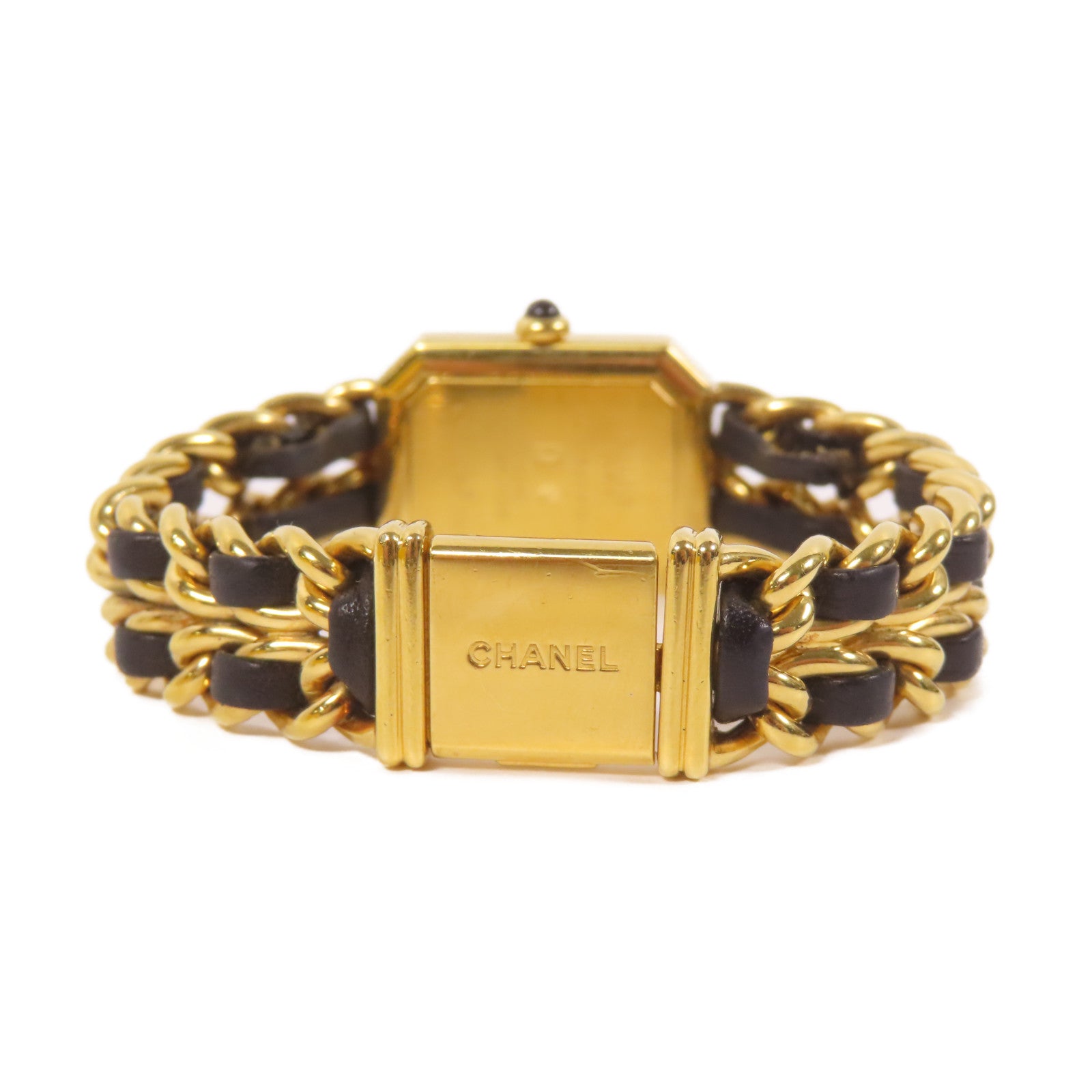 CHANEL Premiere M鍍金/皮革手錶石英機芯黑色