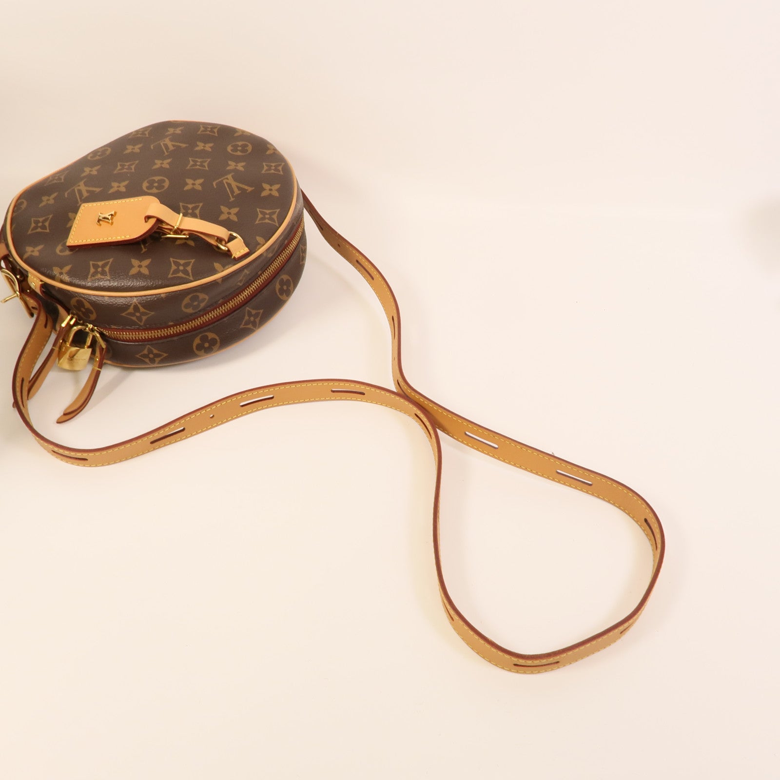 LOUIS VUITTON Monogram Boite Chapeau Souple金扣肩背袋棕色