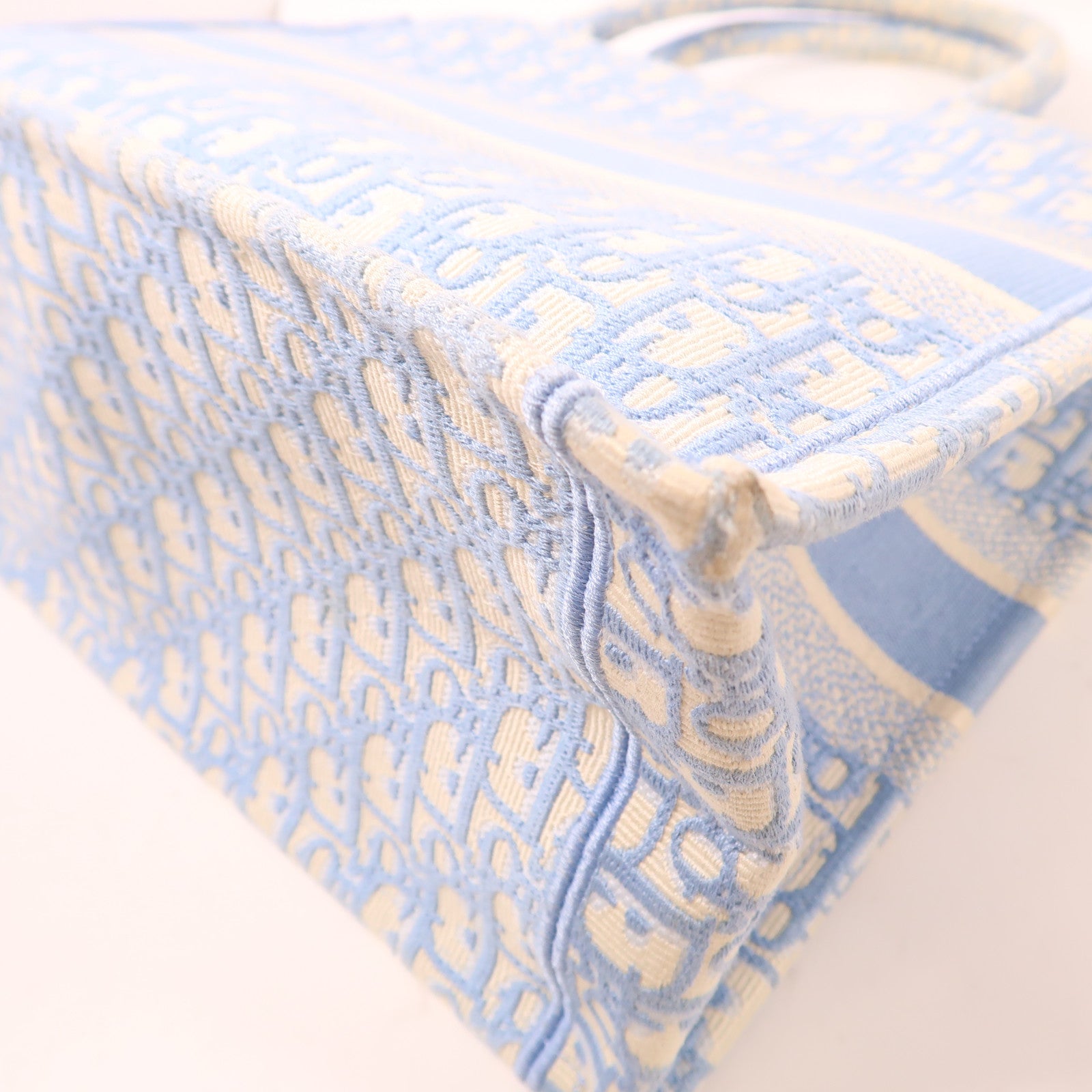 Dior CD Book Tote Medium Tote Bag Canvas Light Blue