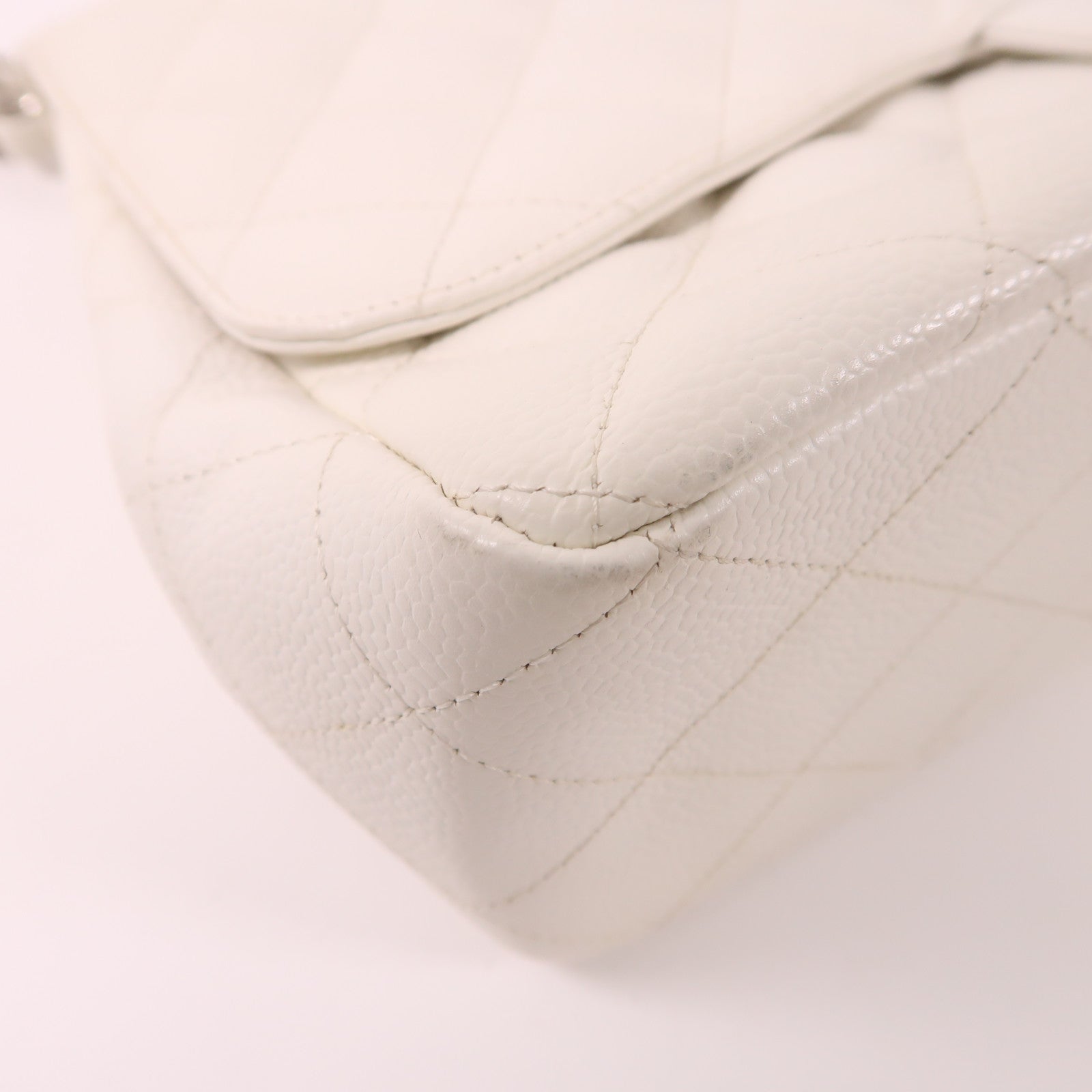 CHANEL 牛皮皮革Large Classic銀扣鏈帶肩背袋