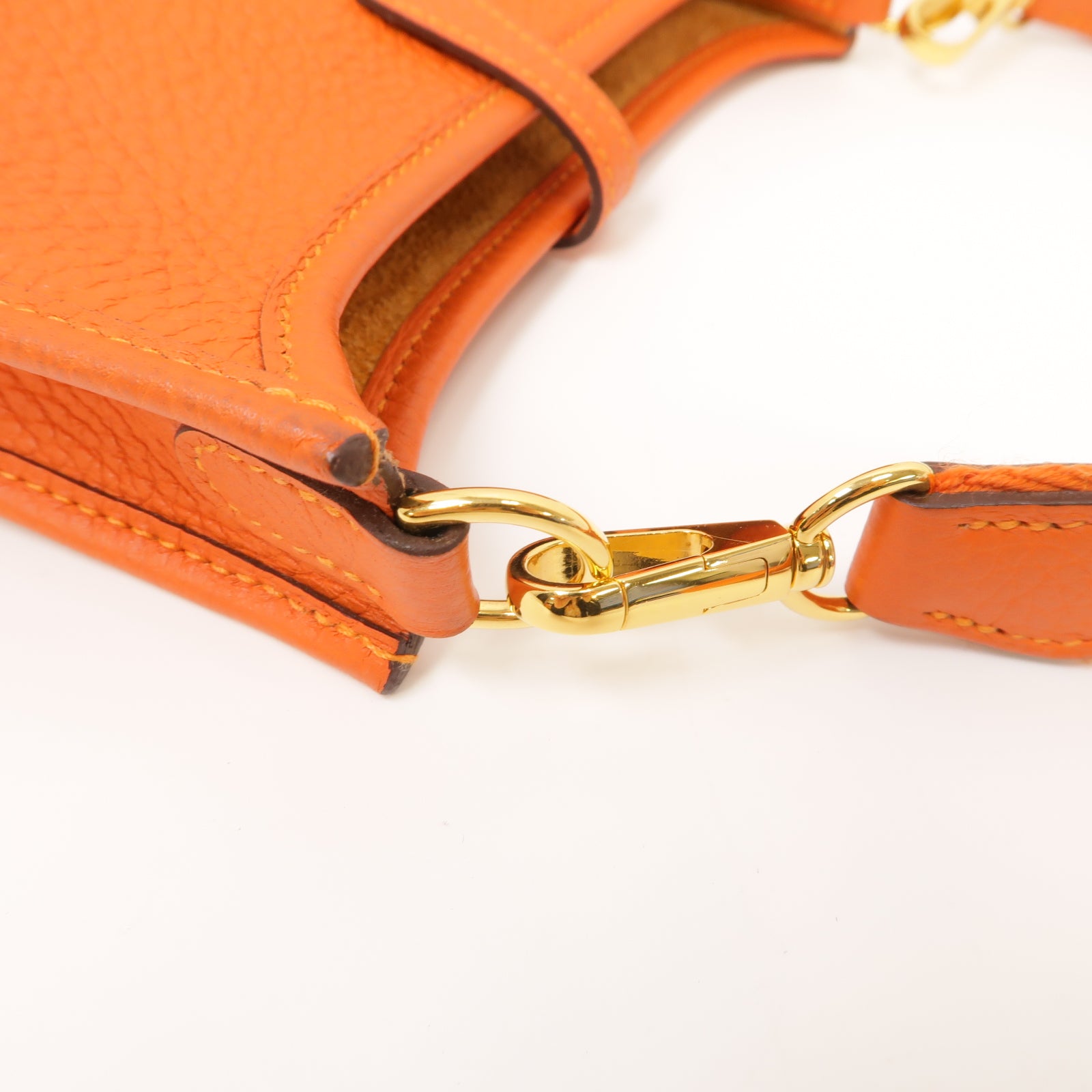 HERMES 【激減優惠】Clemence皮革Evelyne TPM Shoulder Bag金扣肩背袋火焰橘