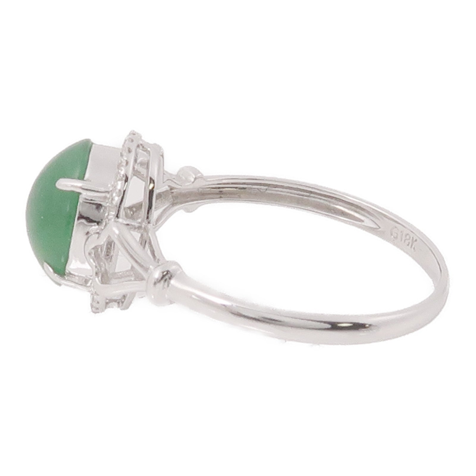 JEWELRY 18K白金Jade/Diamond Ring翡翠/鑽石戒指US#6.75