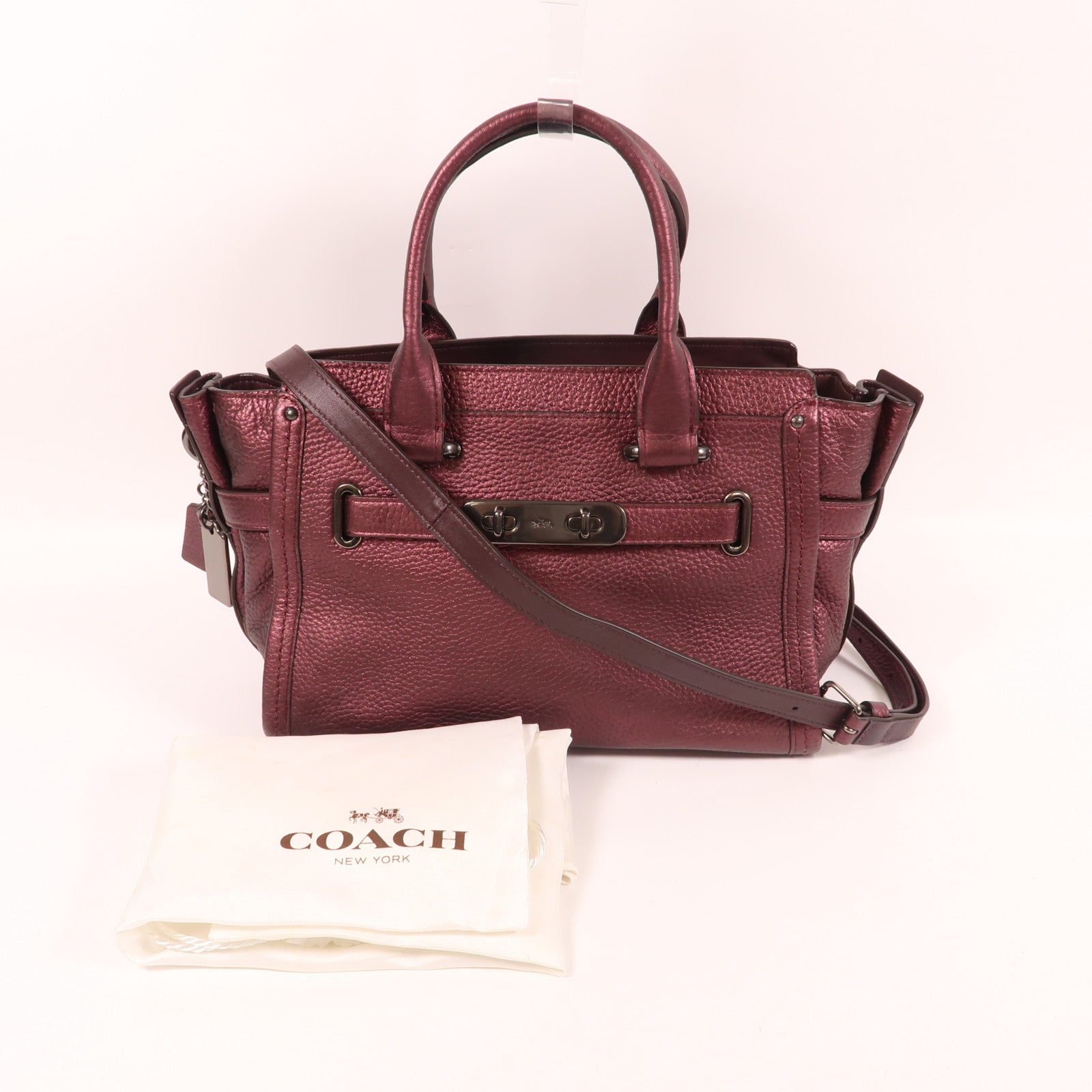 COACH 牛皮皮革Shoulder Bag肩背袋珠紅色
