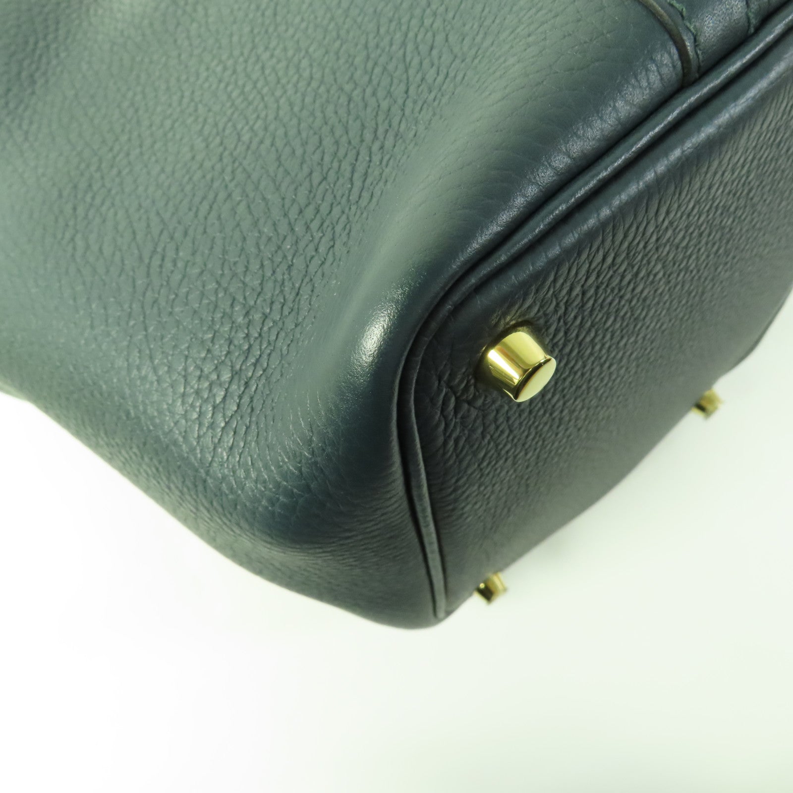 HERMES GHW Picotin PM Tote Bag Clemence Leather Vert Cypres