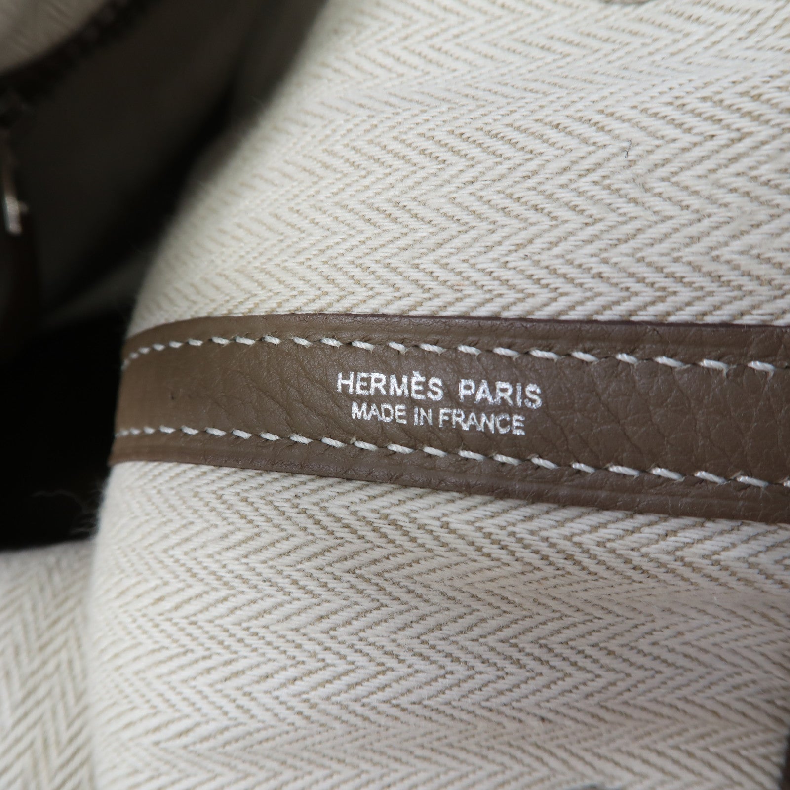 HERMES Clemence皮革GardenParty PM銀扣手挽袋Etoupe/大象灰色