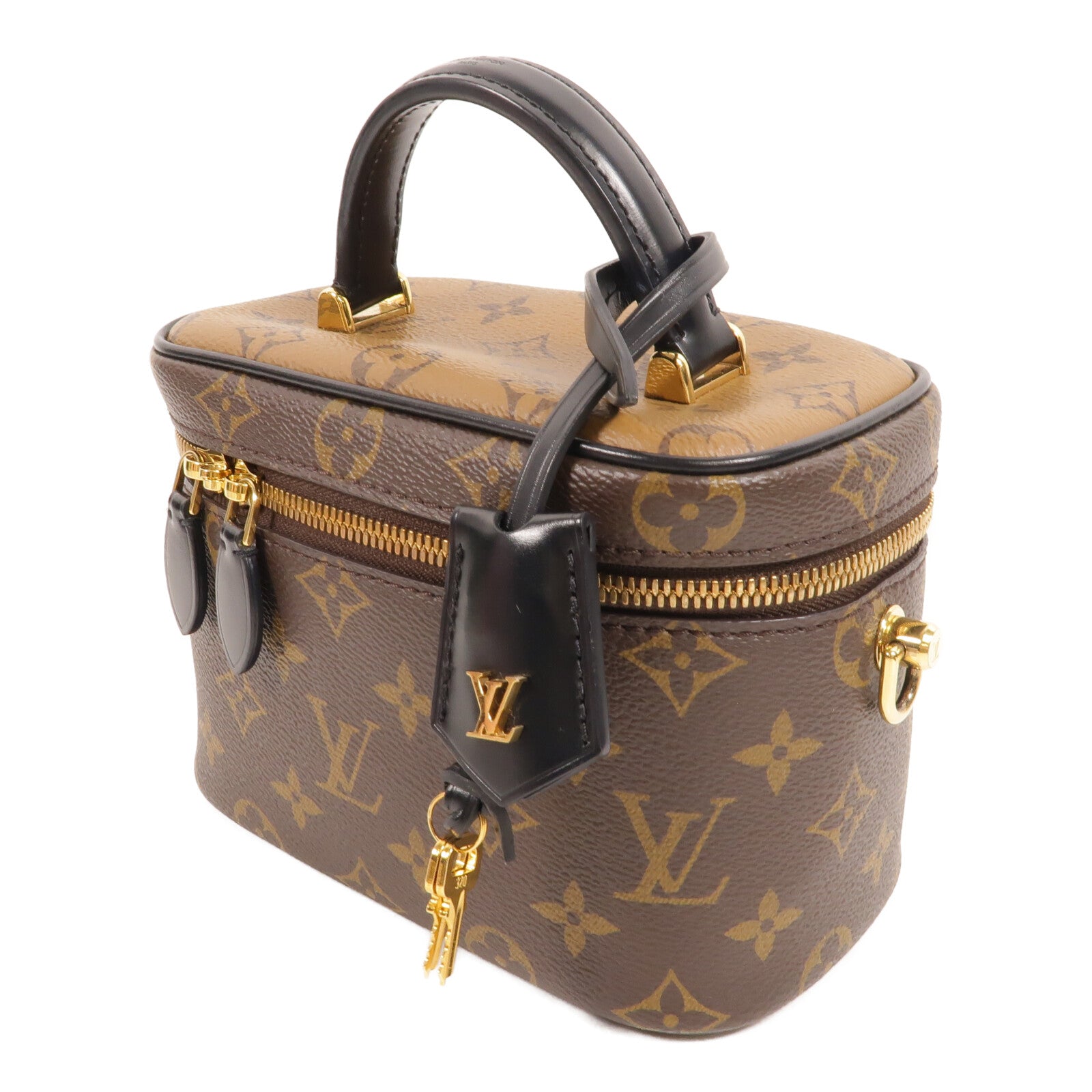 LOUIS VUITTON Monogram Reverse Vanity PM手挽肩背兩用袋棕色