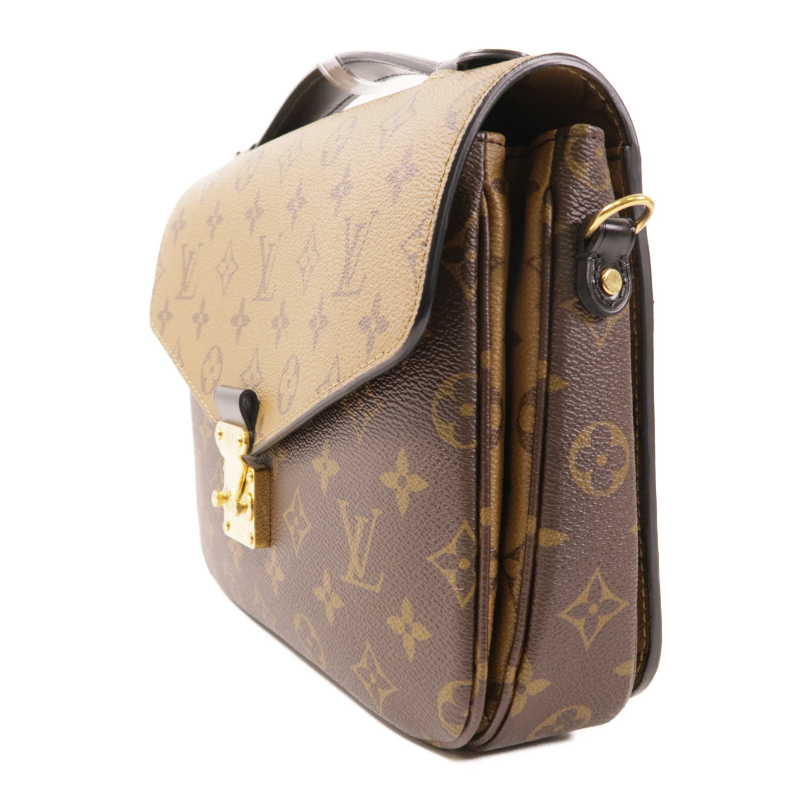 LOUIS VUITTON Monogram Reverse Pochette Metis金扣手挽肩背兩用袋棕色