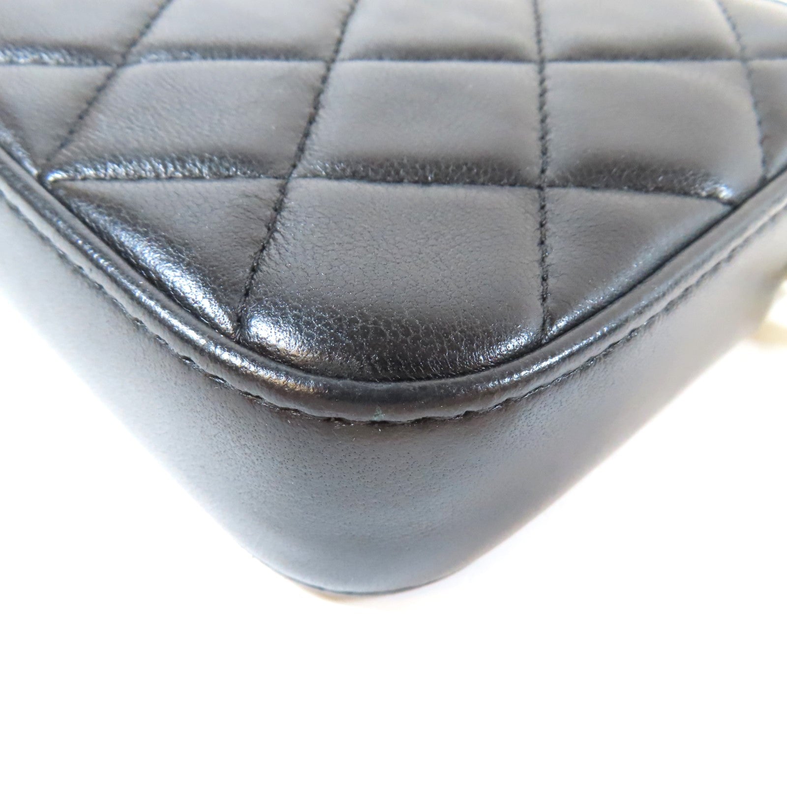 CHANEL 菱格羊皮皮革Matelasse Chain Shoulder Bag金扣鏈帶肩背袋黑色