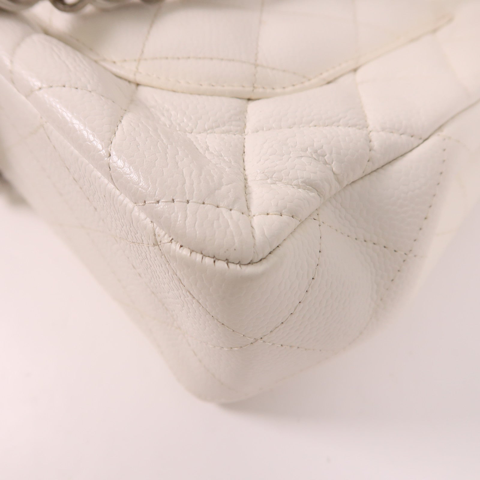 CHANEL 牛皮皮革Large Classic銀扣鏈帶肩背袋