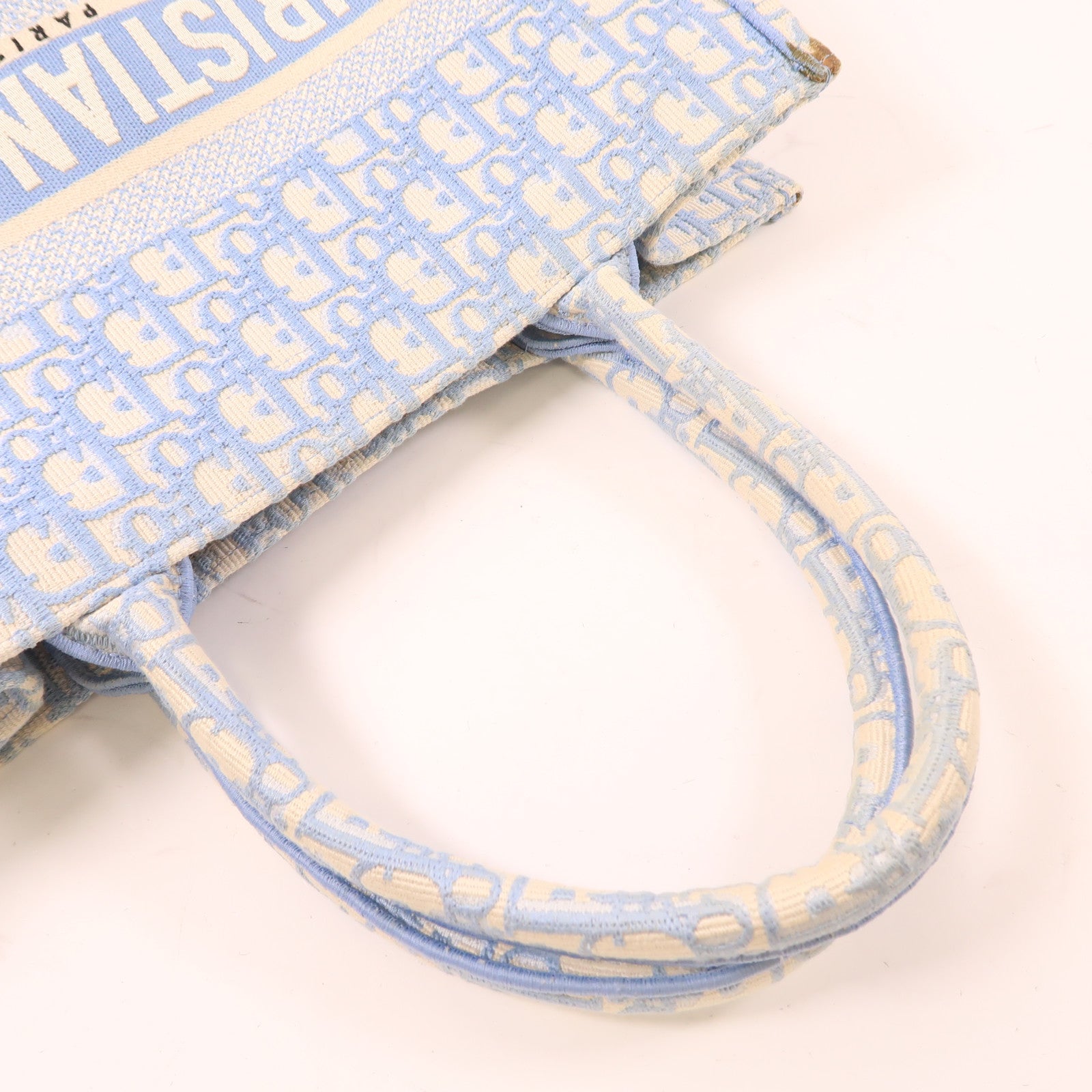 Dior CD Book Tote Medium Tote Bag Canvas Light Blue