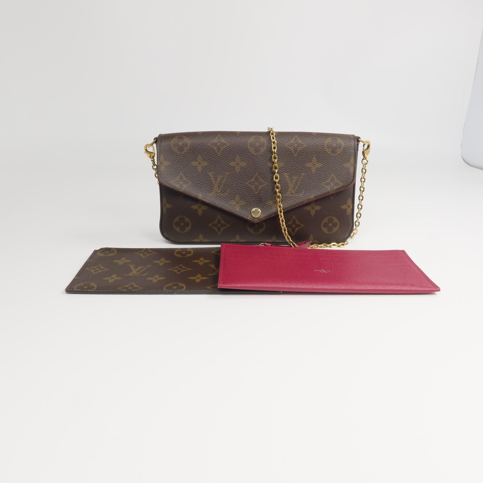 LOUIS VUITTON Monogram Pochette Felicie金扣鏈帶肩背袋