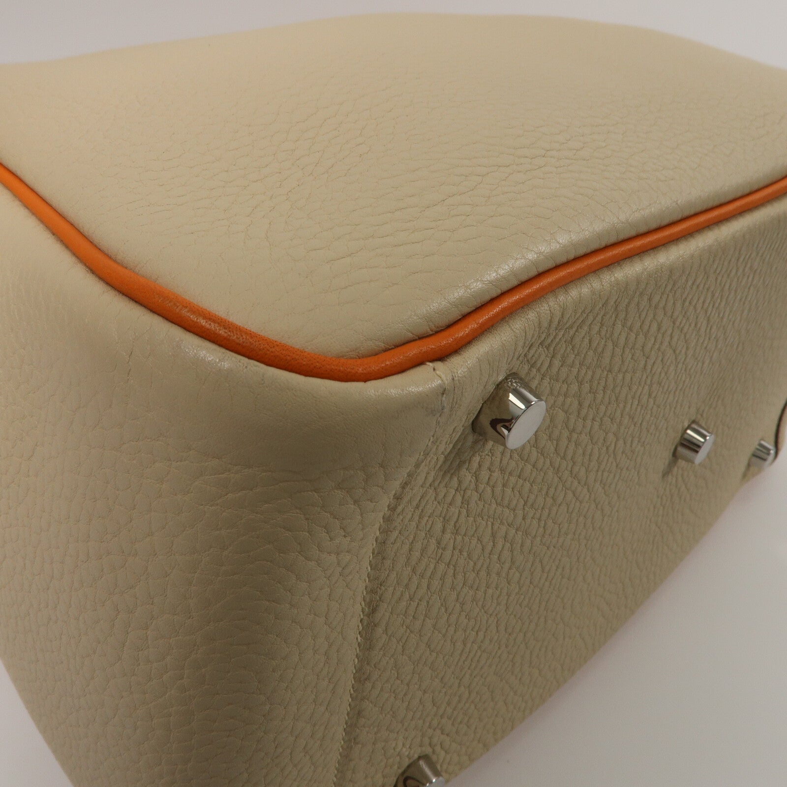 HERMES Clemence皮革Lindy 30手挽肩背兩用袋Parchemin/Orange