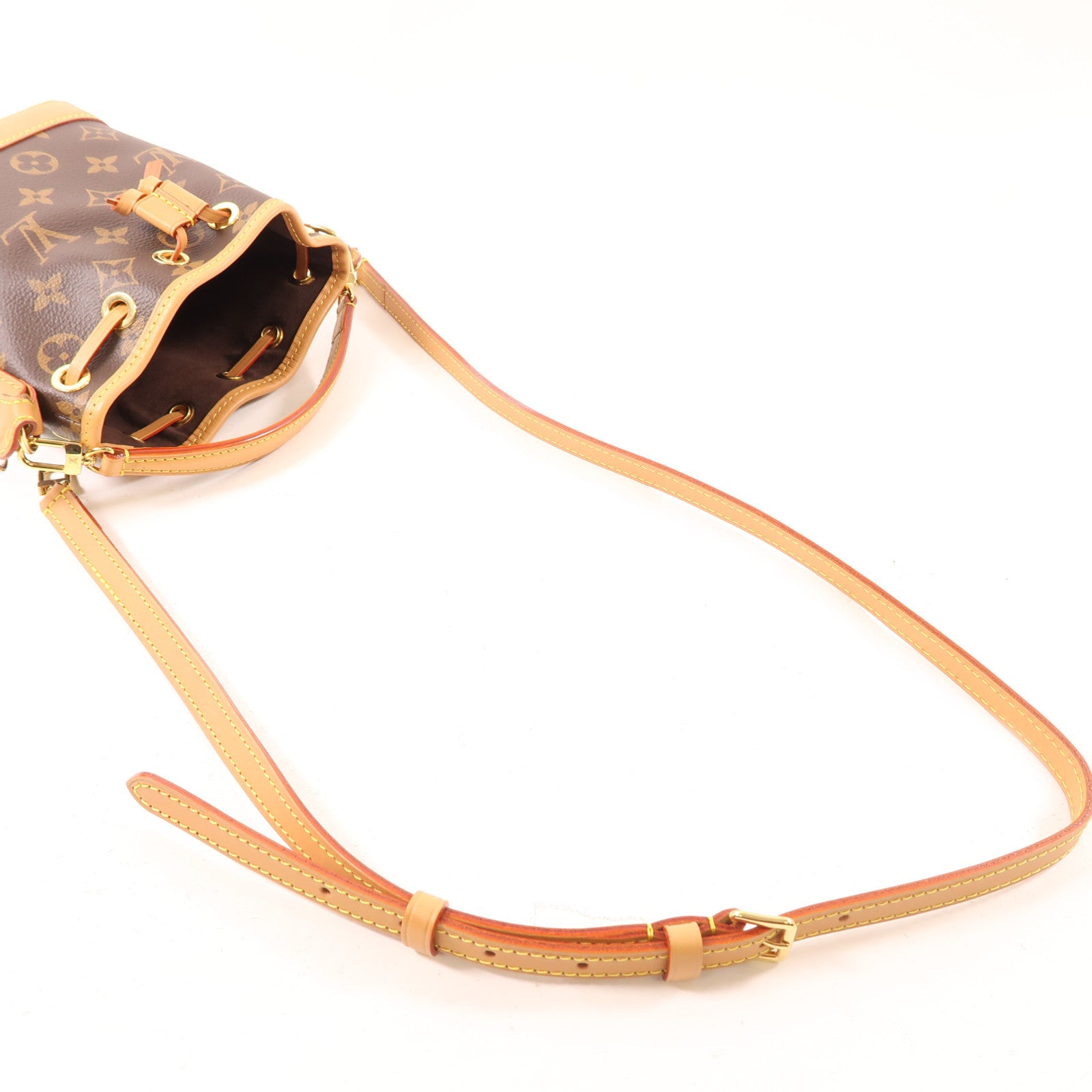 LOUIS VUITTON Monogram Nano Noe金扣手挽肩背兩用袋棕色
